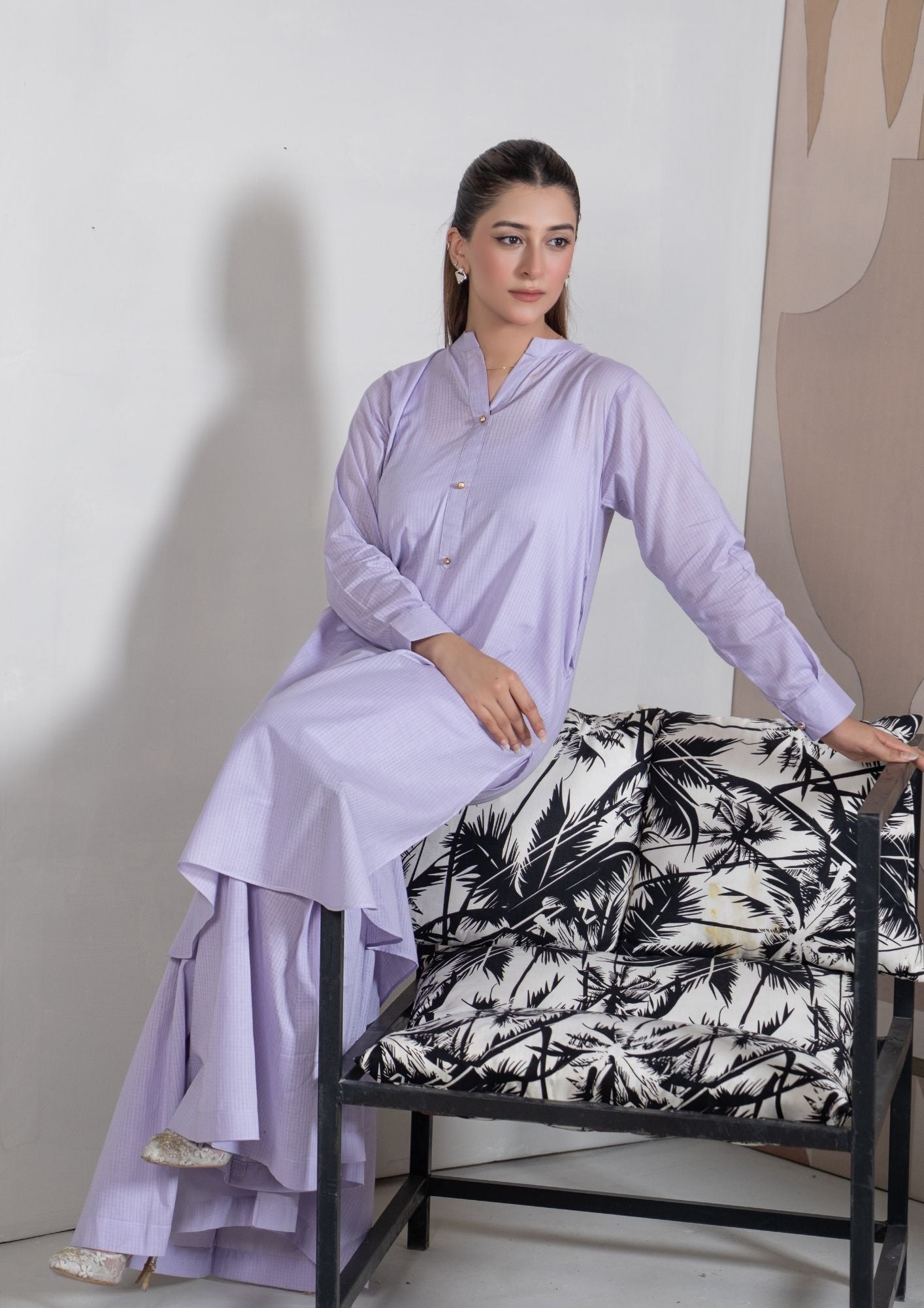lawn cotton Co Ord Sets in Lilac