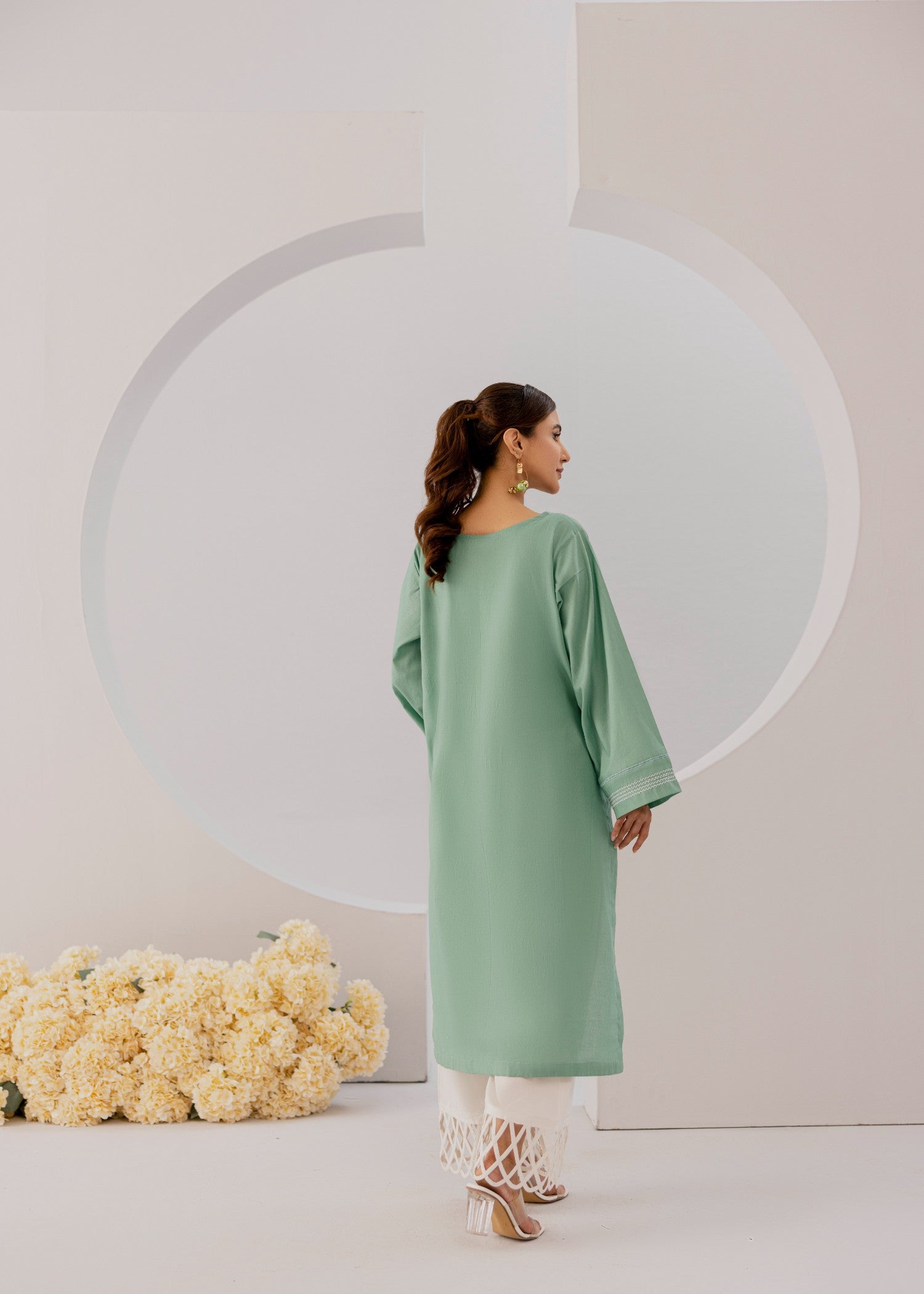 cotton Kurti in Pastel green