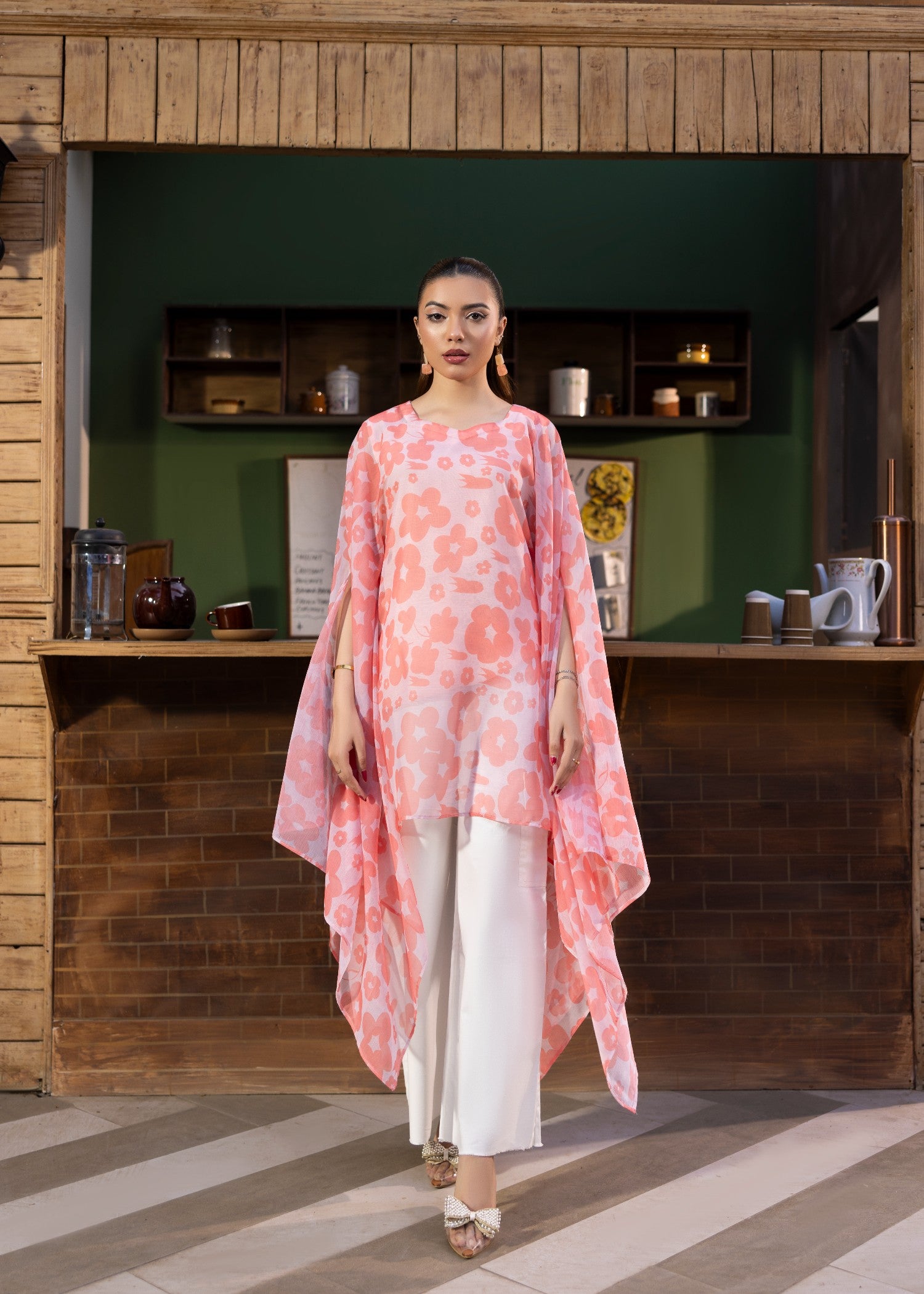 chiffon Kaftan in Pink