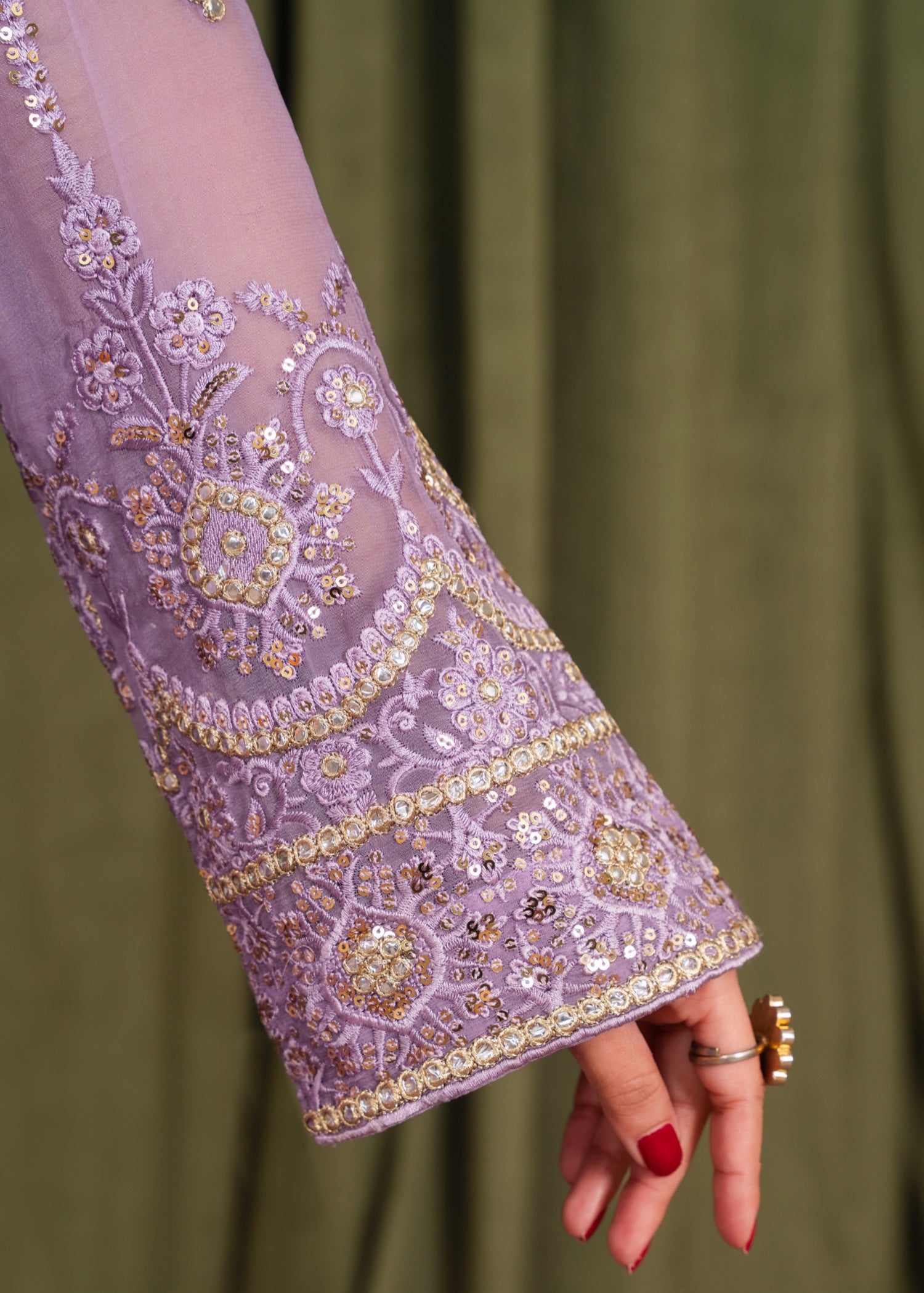 chiffon Angrakha in Lilac