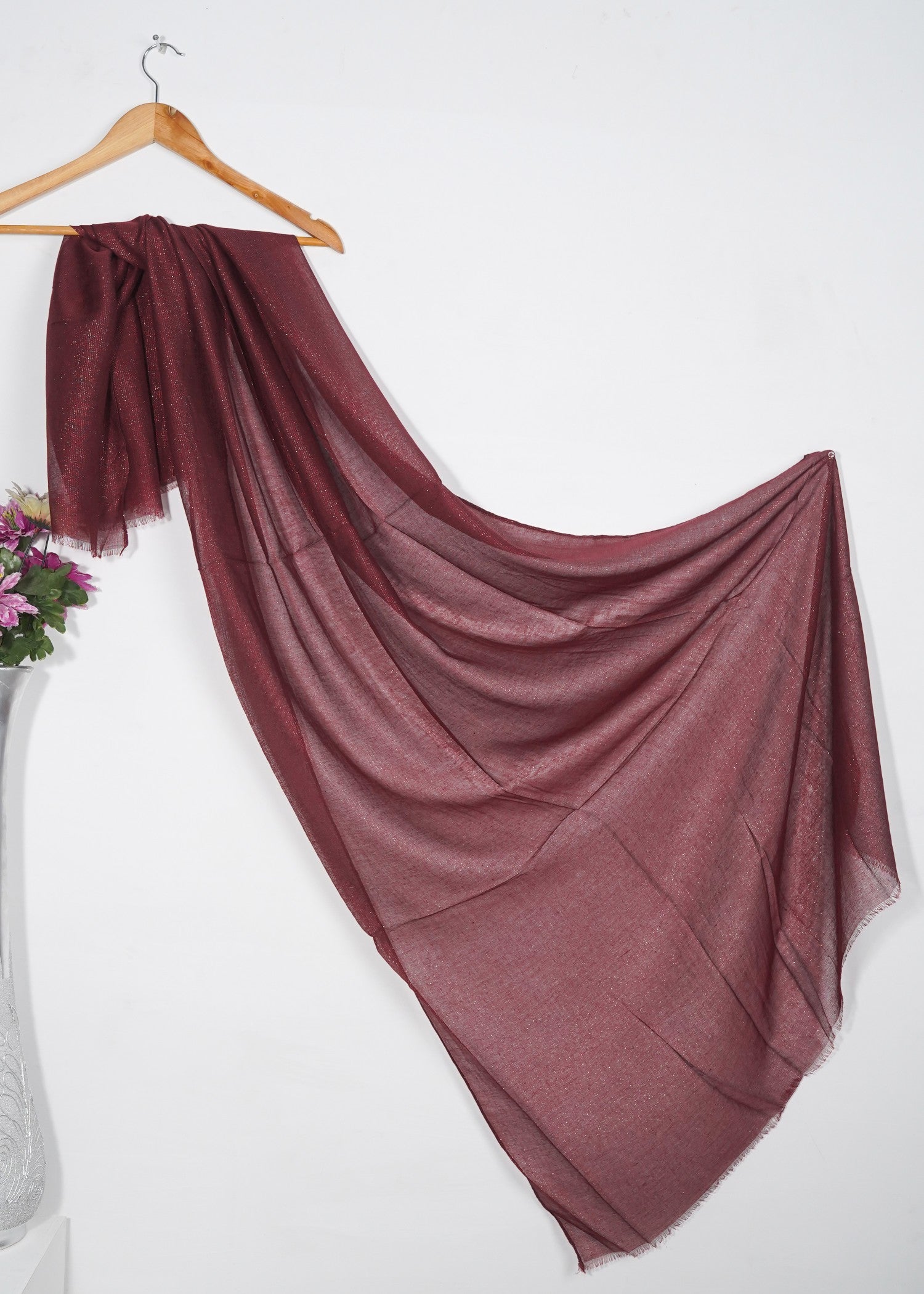 zari lawn Hijab in Dark raspberry