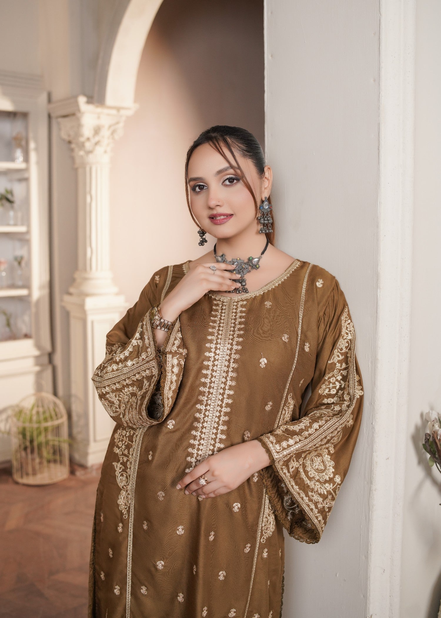linen Kurta Set in Peanut