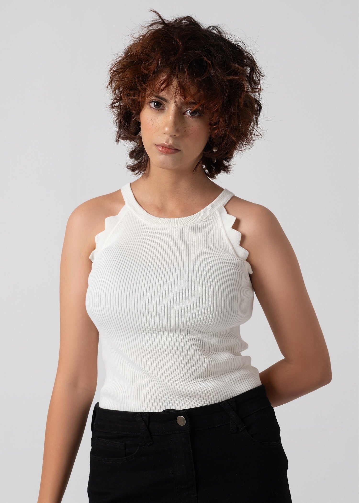 cotton jersey Tank Top in White