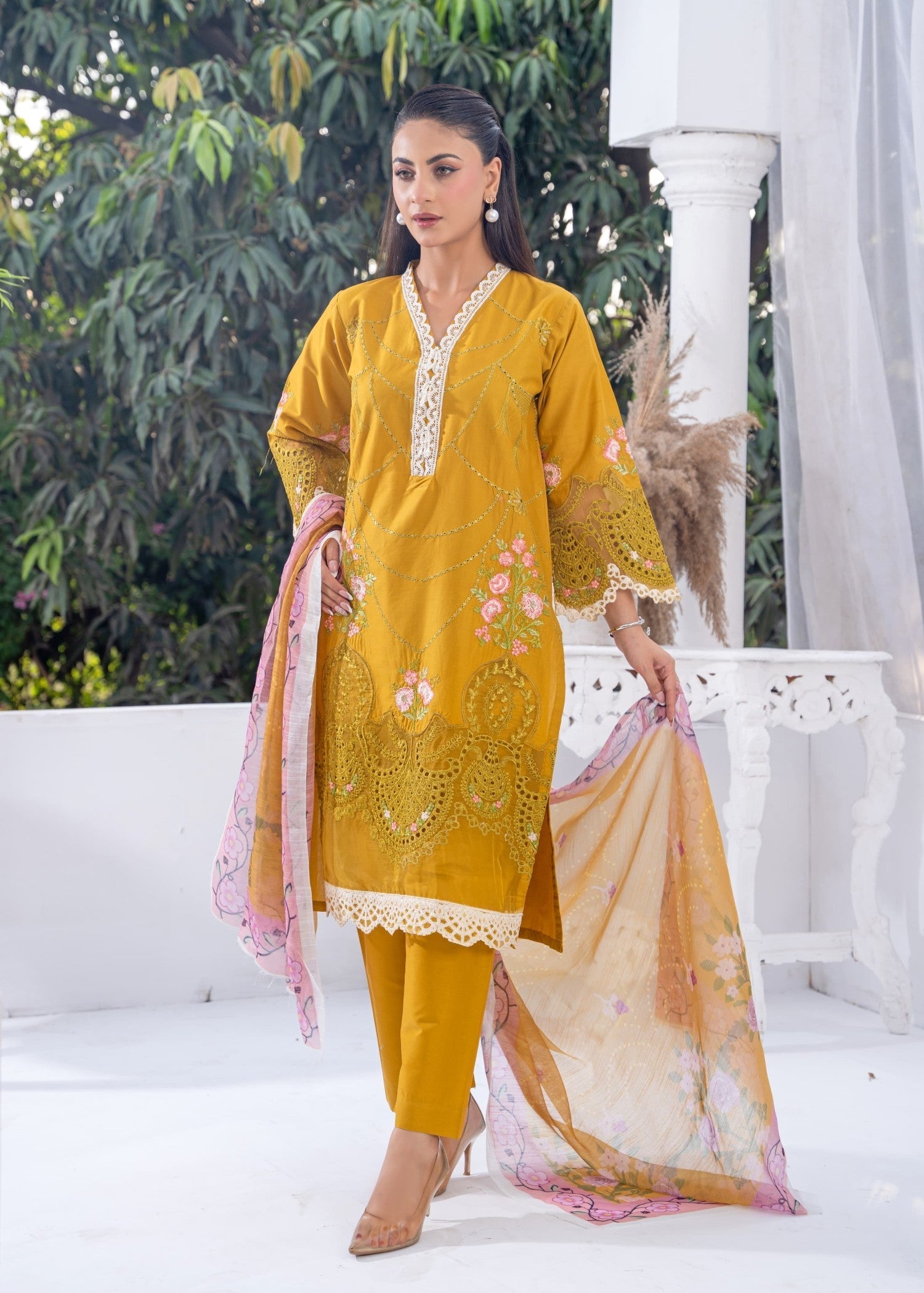 cotton Kurta Set in Mustard