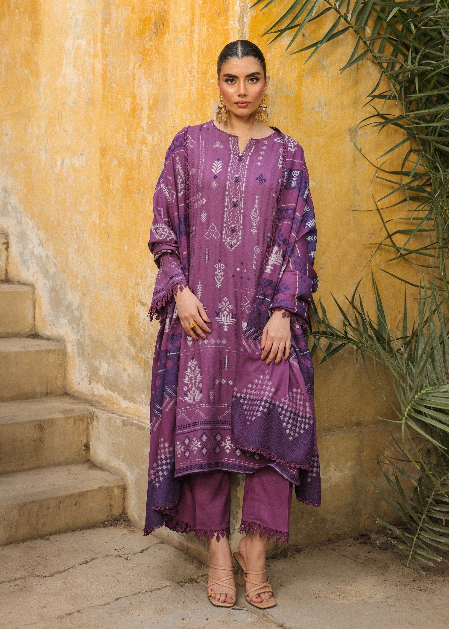 jacquard viscose Unstitched in Purple