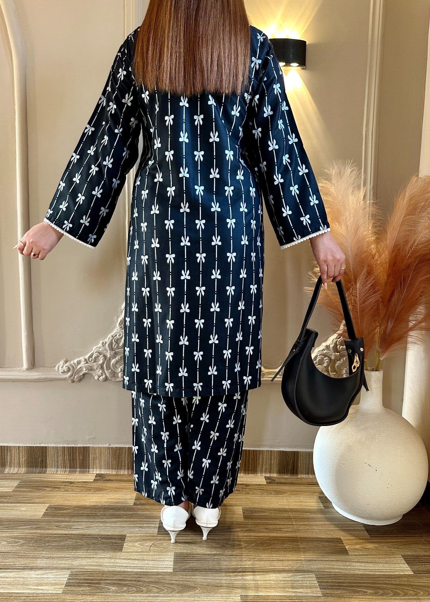 arabic lawn Co Ord Sets in Black