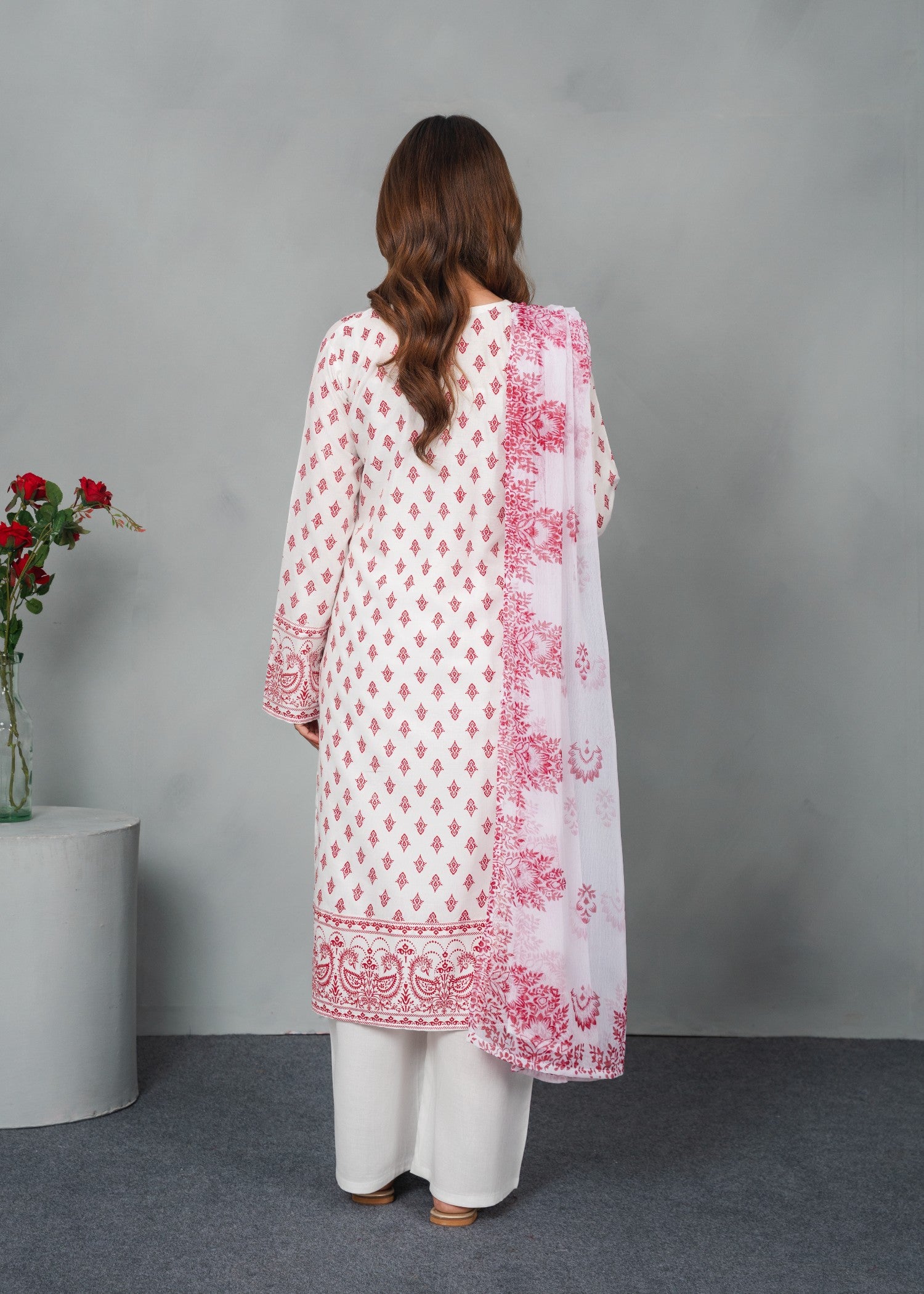 linen Kurta Set in White