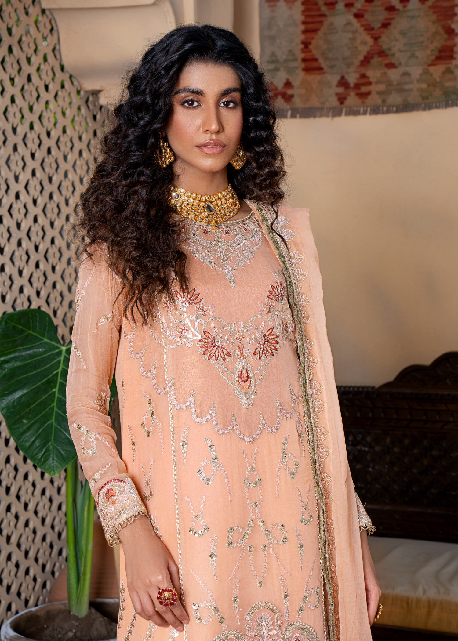 chiffon Kurta Set in Pastel pink
