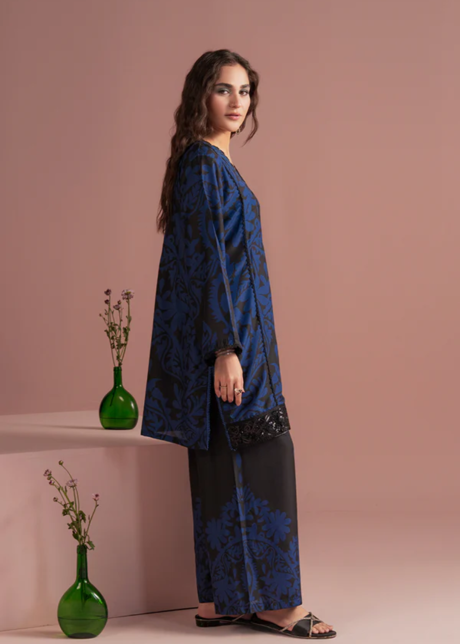 poly lawn Co Ord Sets in Dark blue