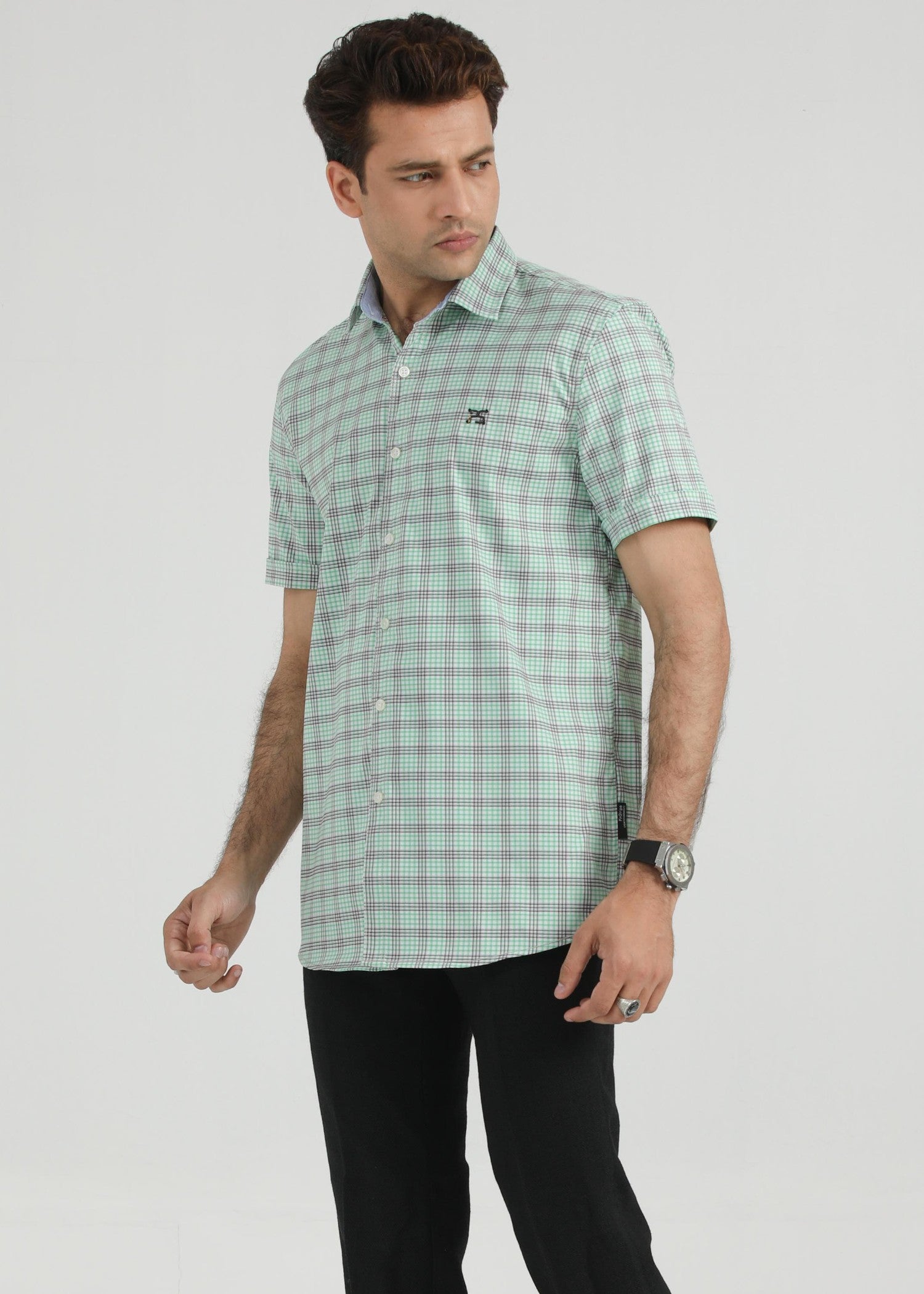 cotton dobby Casual Shirt in Mint green