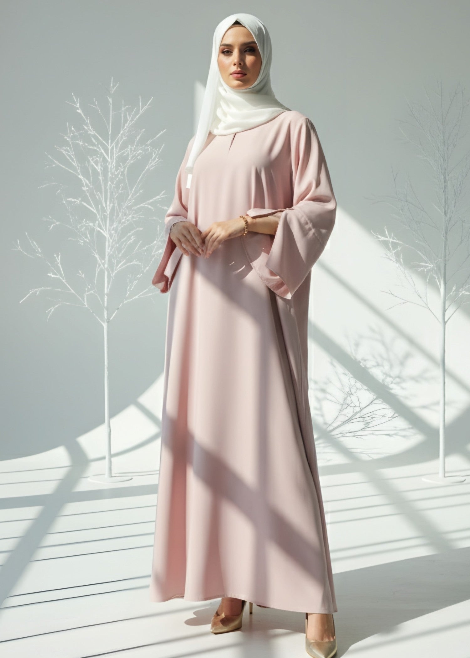 nidha blend Abaya in Blush pink