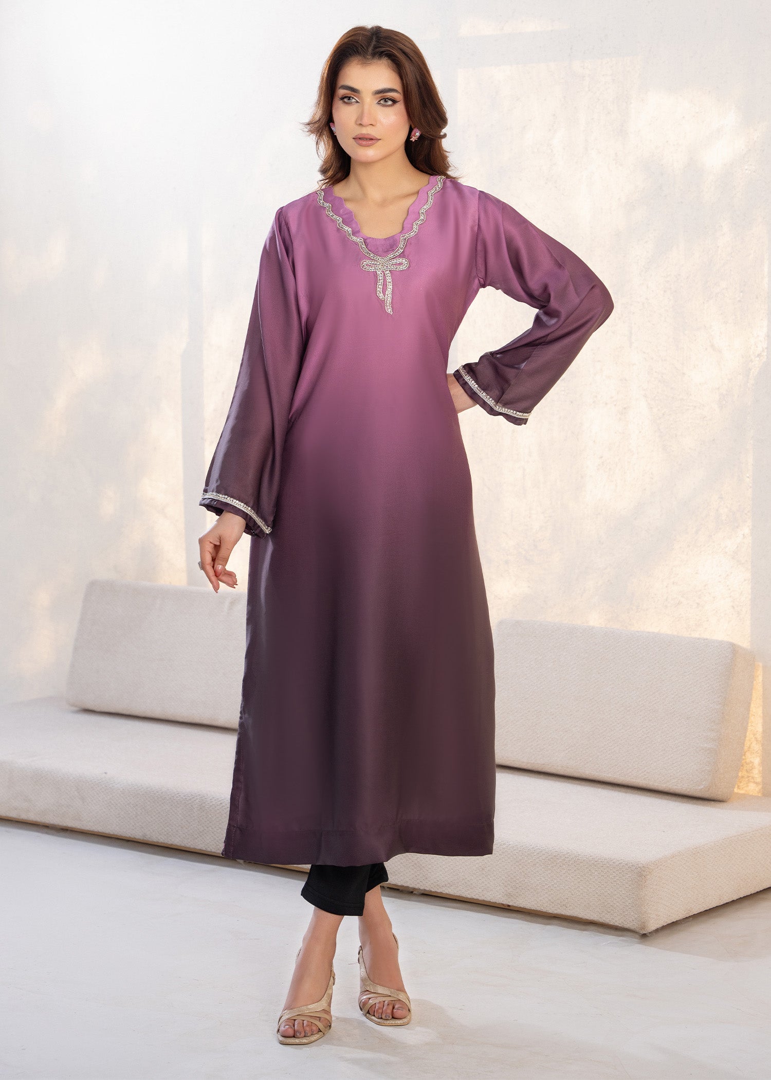 silk Kurti in Magenta haze