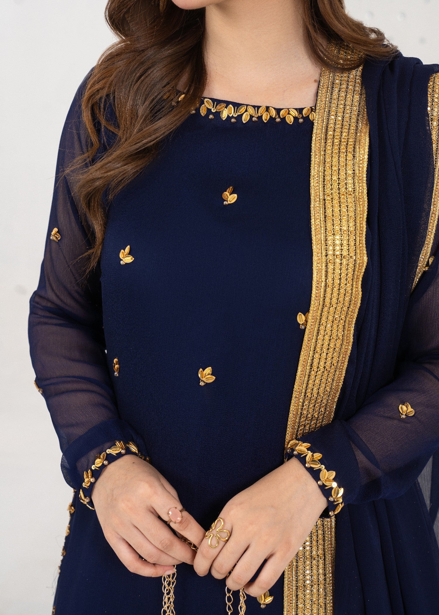 chiffon Sharara in Navy blue