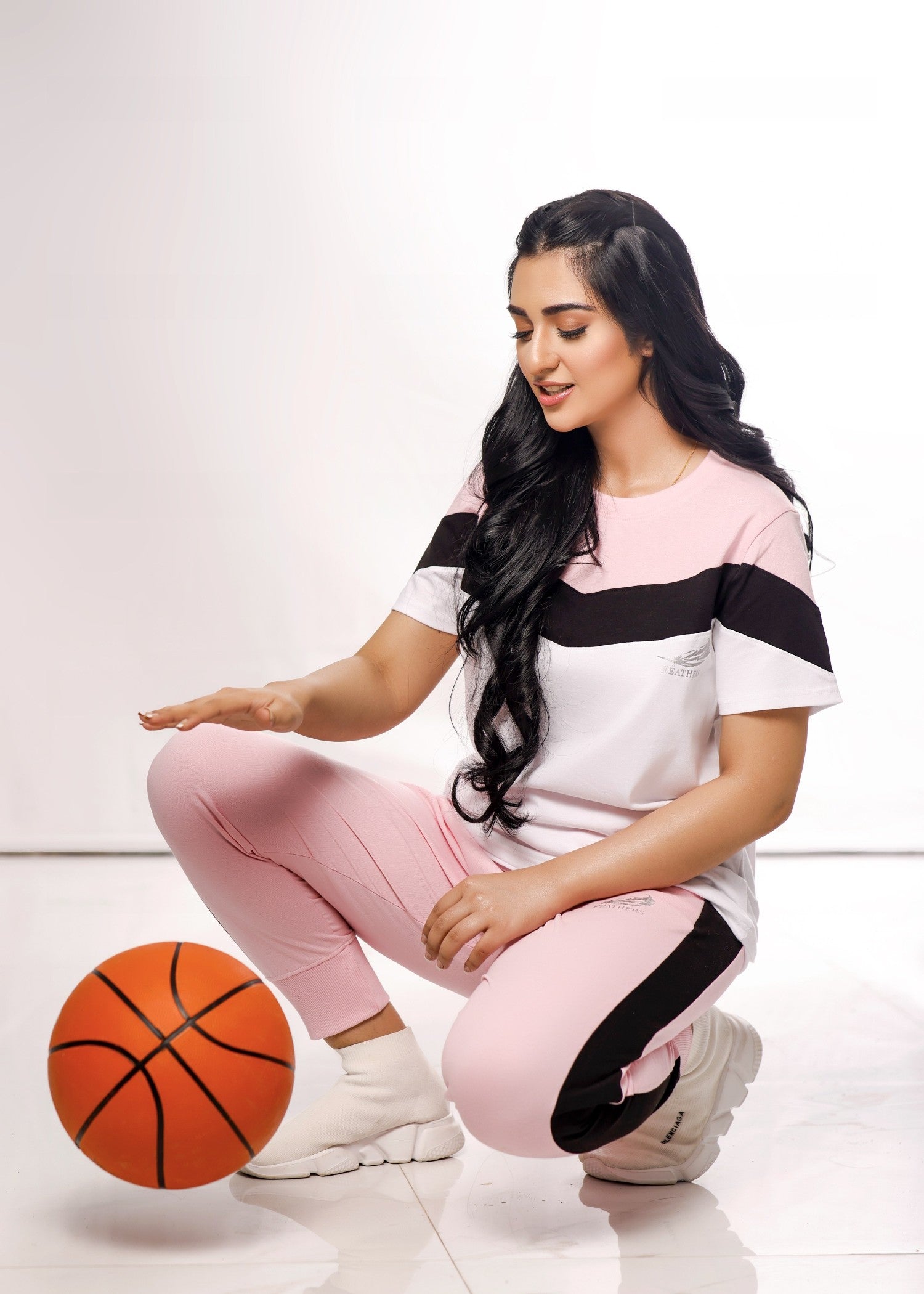 single jersey knit Tracksuit in Baby pink