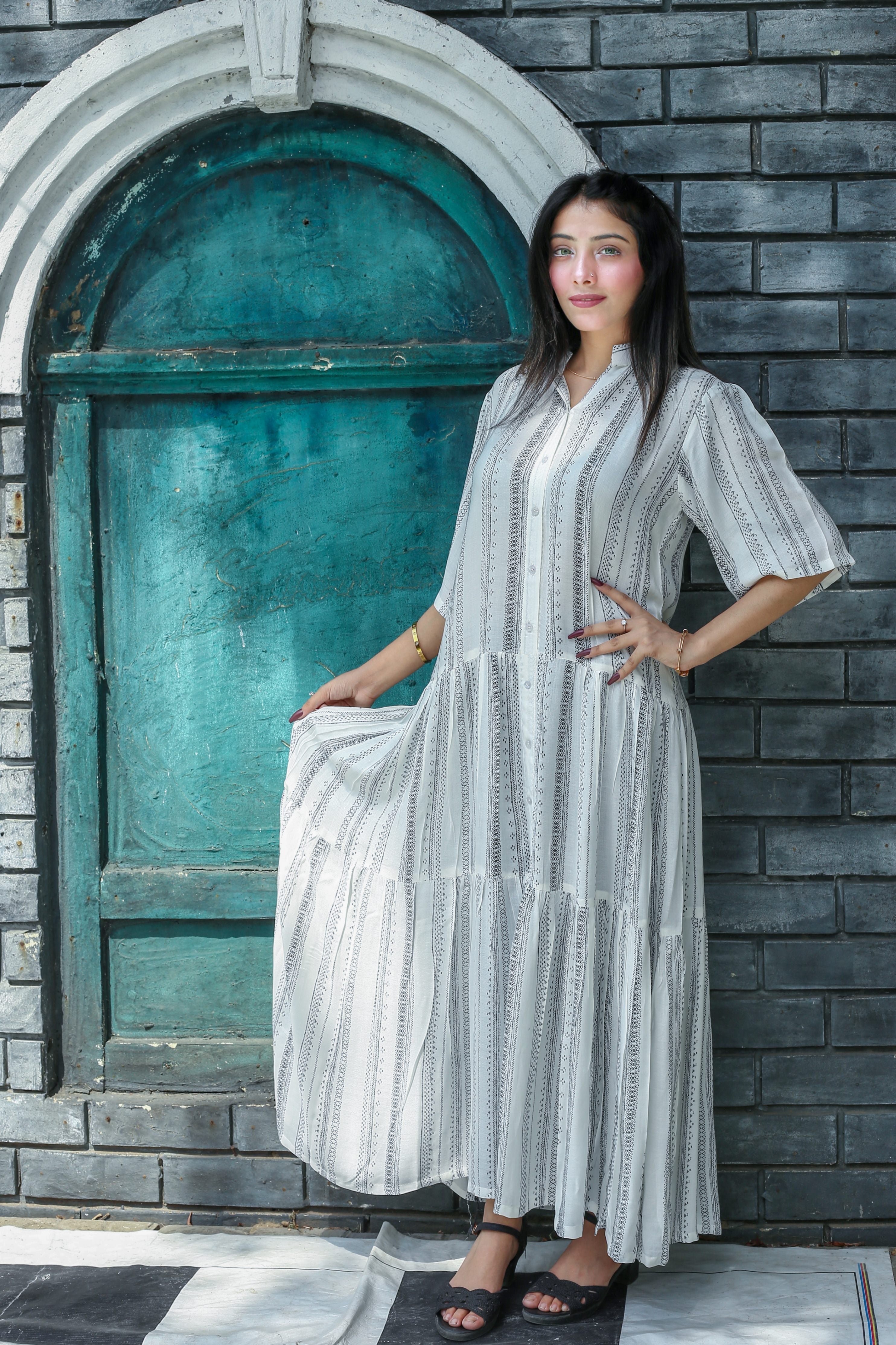 irish linen Dress in Pastel grey