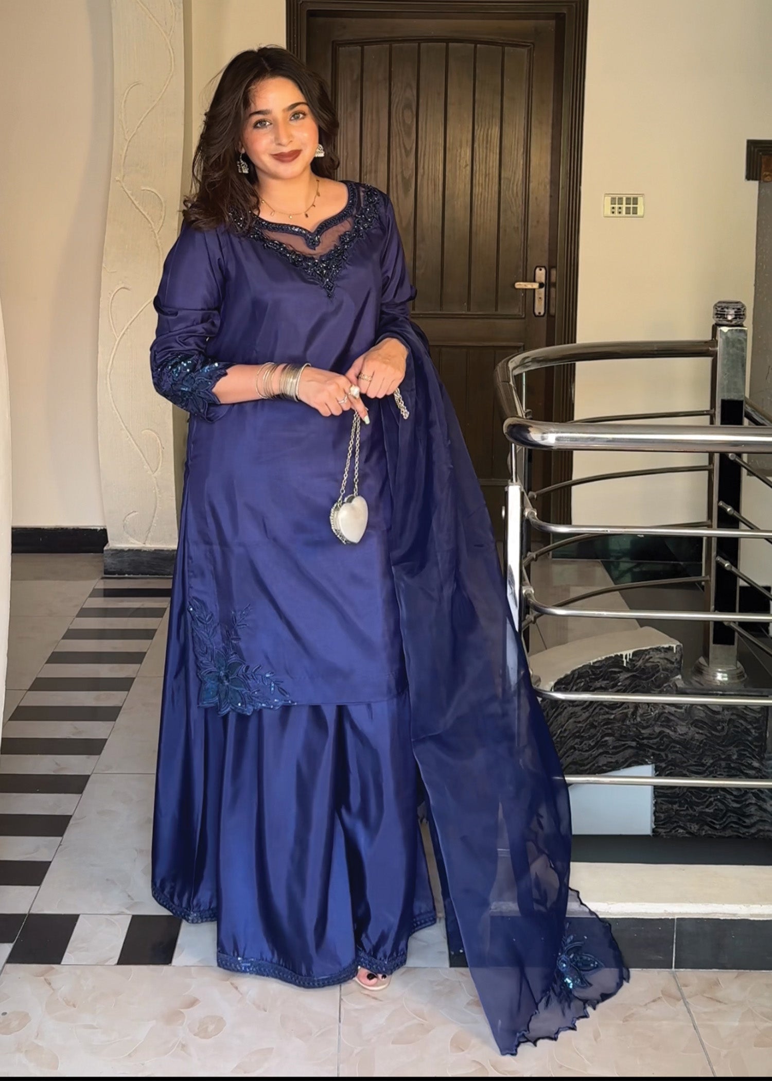 silk Sharara in Blue