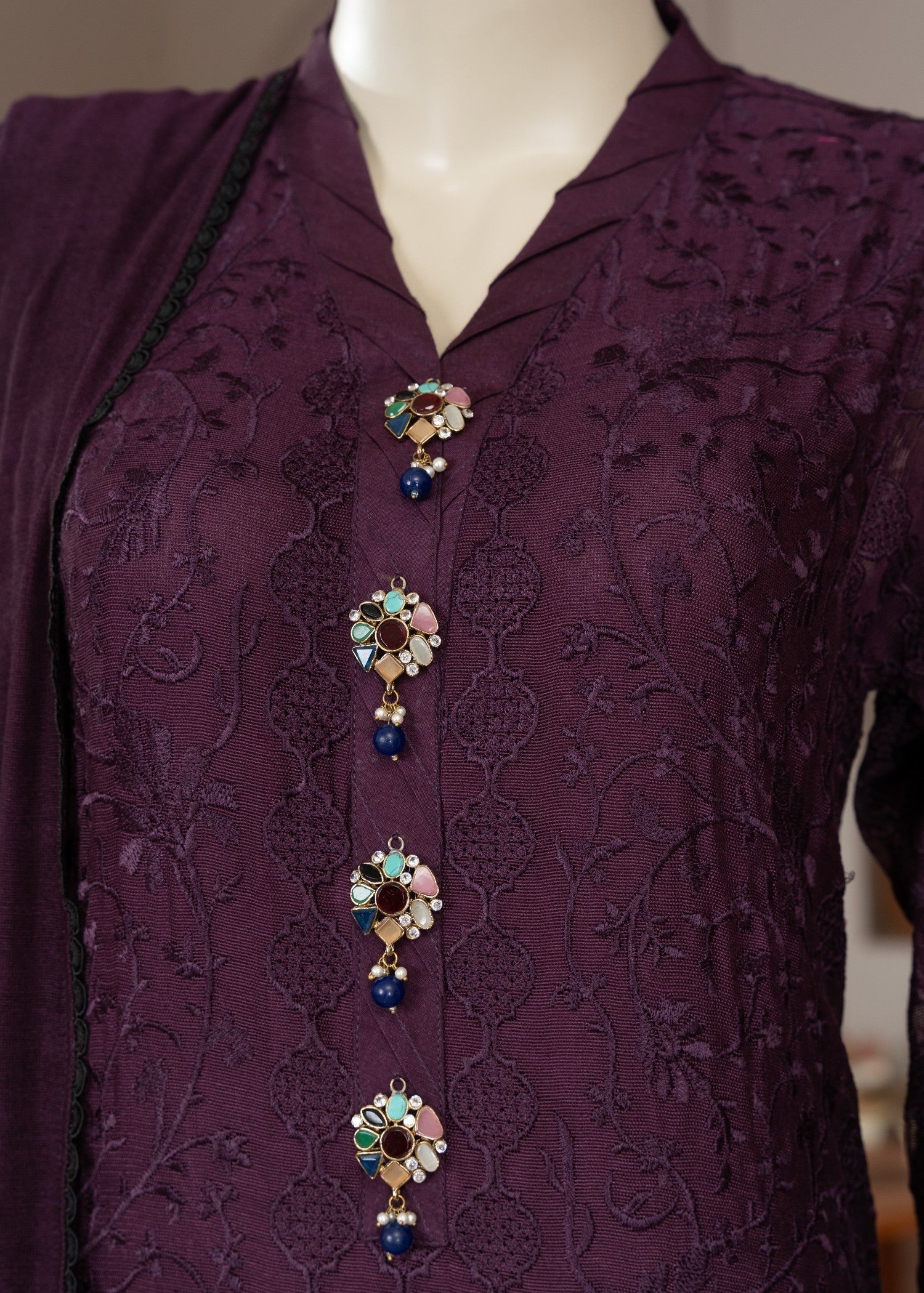 cotton net Kurta Set in Purple