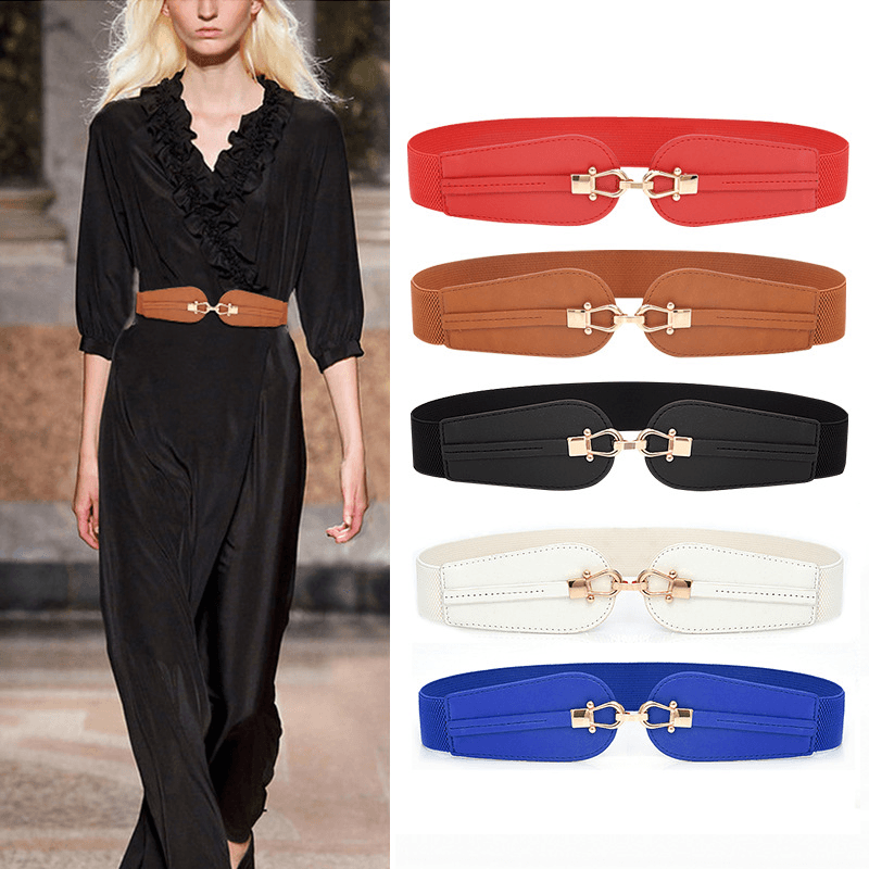 Women'S Elastic Waistband Fashion Stretch Wide Belt