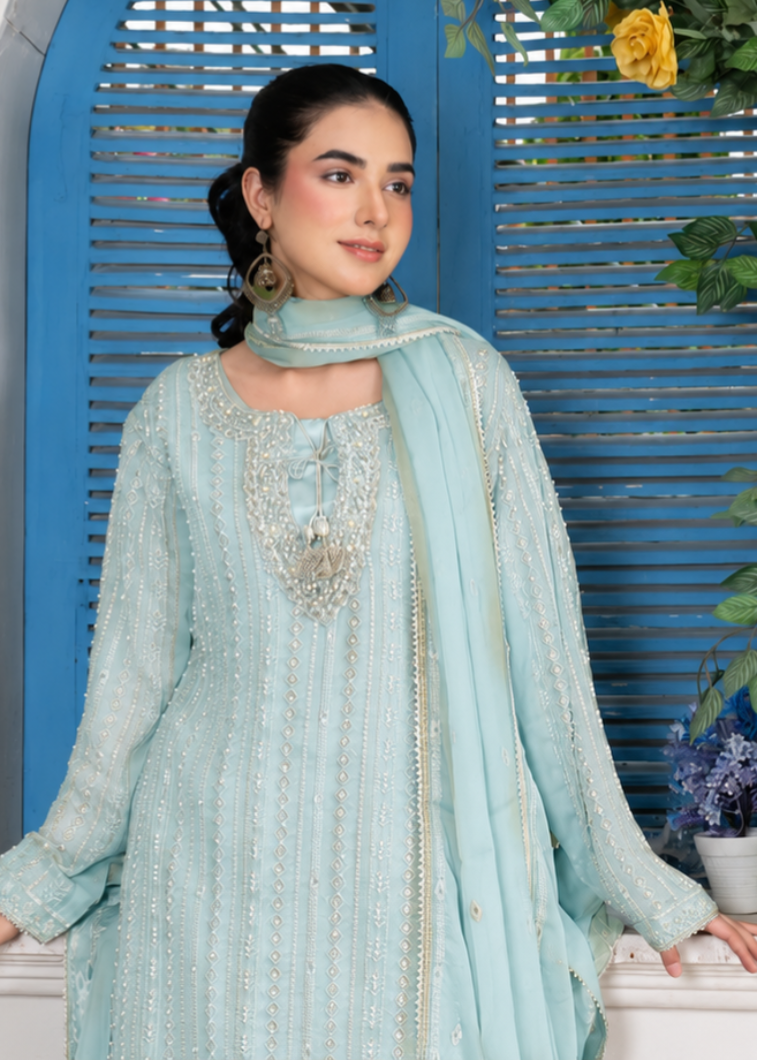 chiffon Sharara in Cloud blue