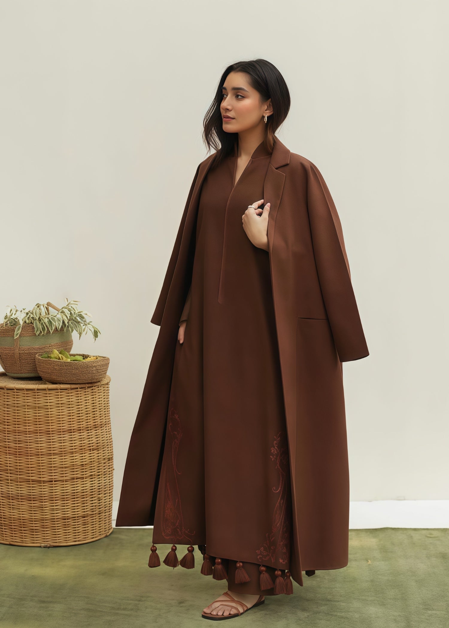 dhanak Gown in Chocolate brown