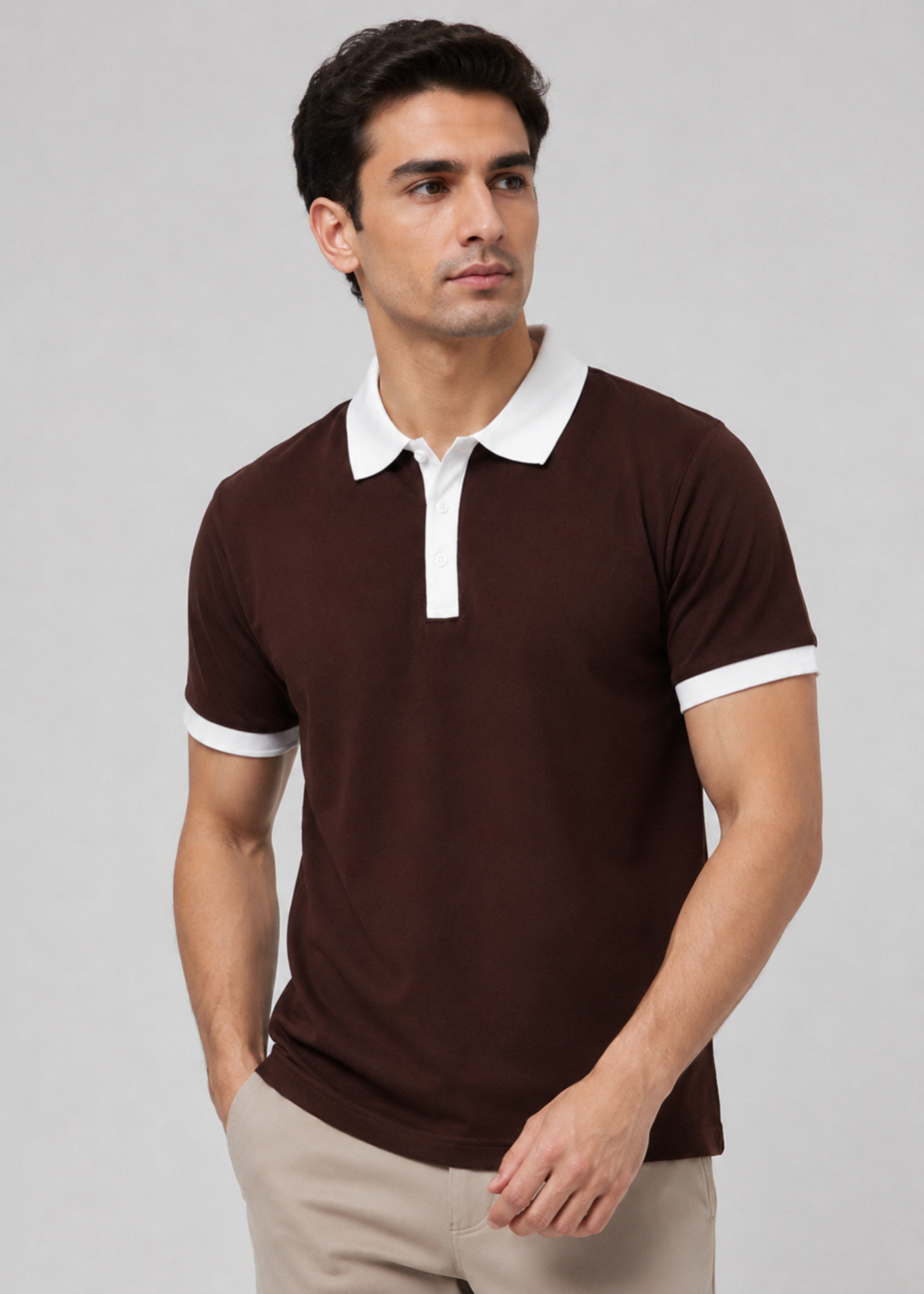 cotton Polo Shirt in Brown