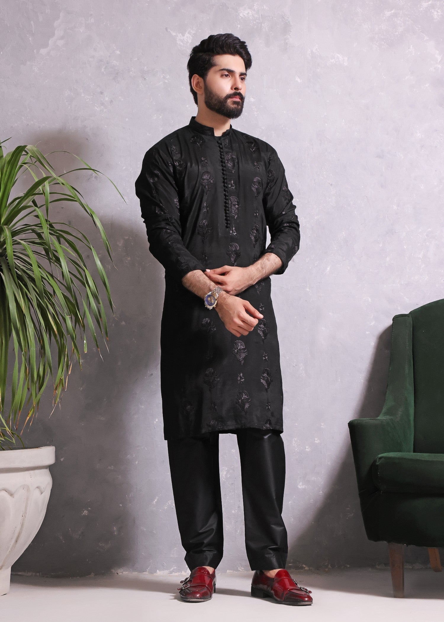 masuri Kurta Set in Black by The Great Masters (TGM)