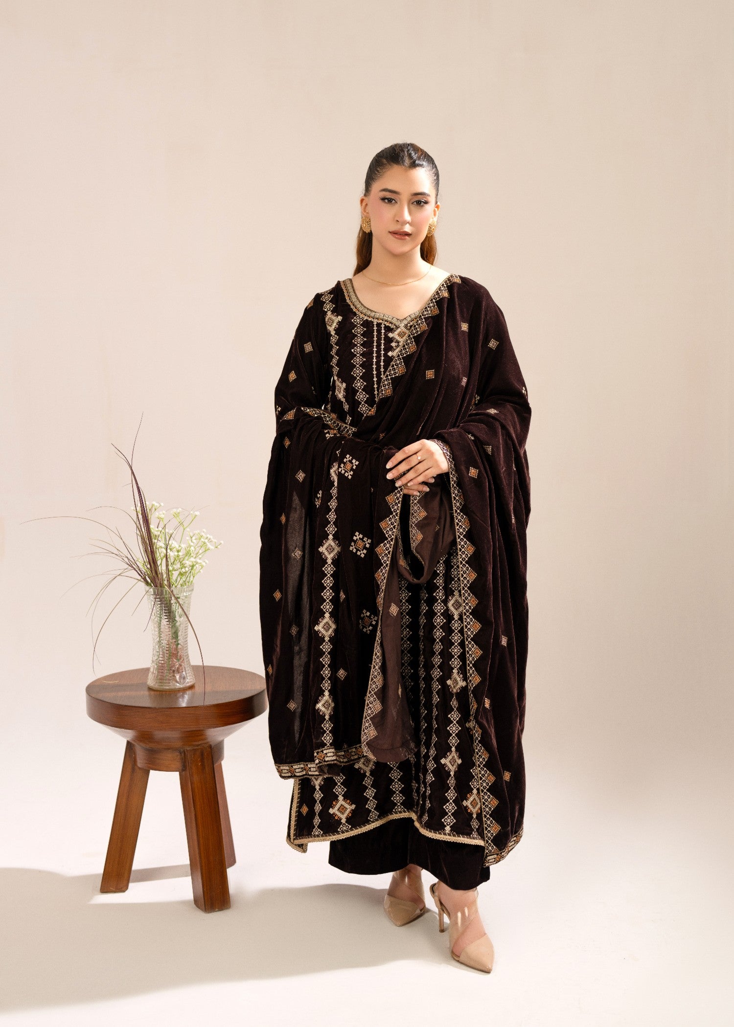 chinese micro velvet 9000 Unstitched in Espresso brown