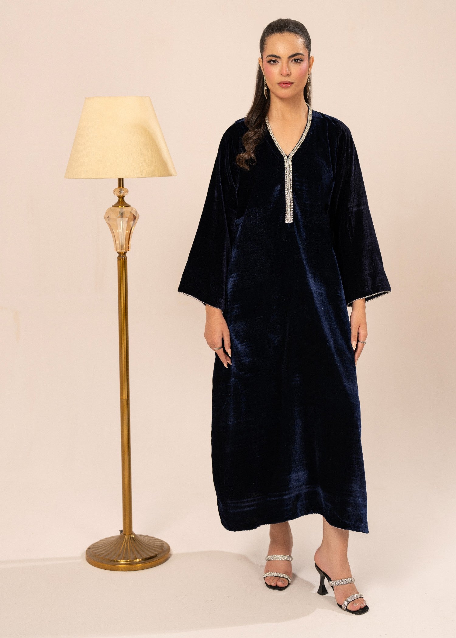 velvet Kaftan in Navy blue