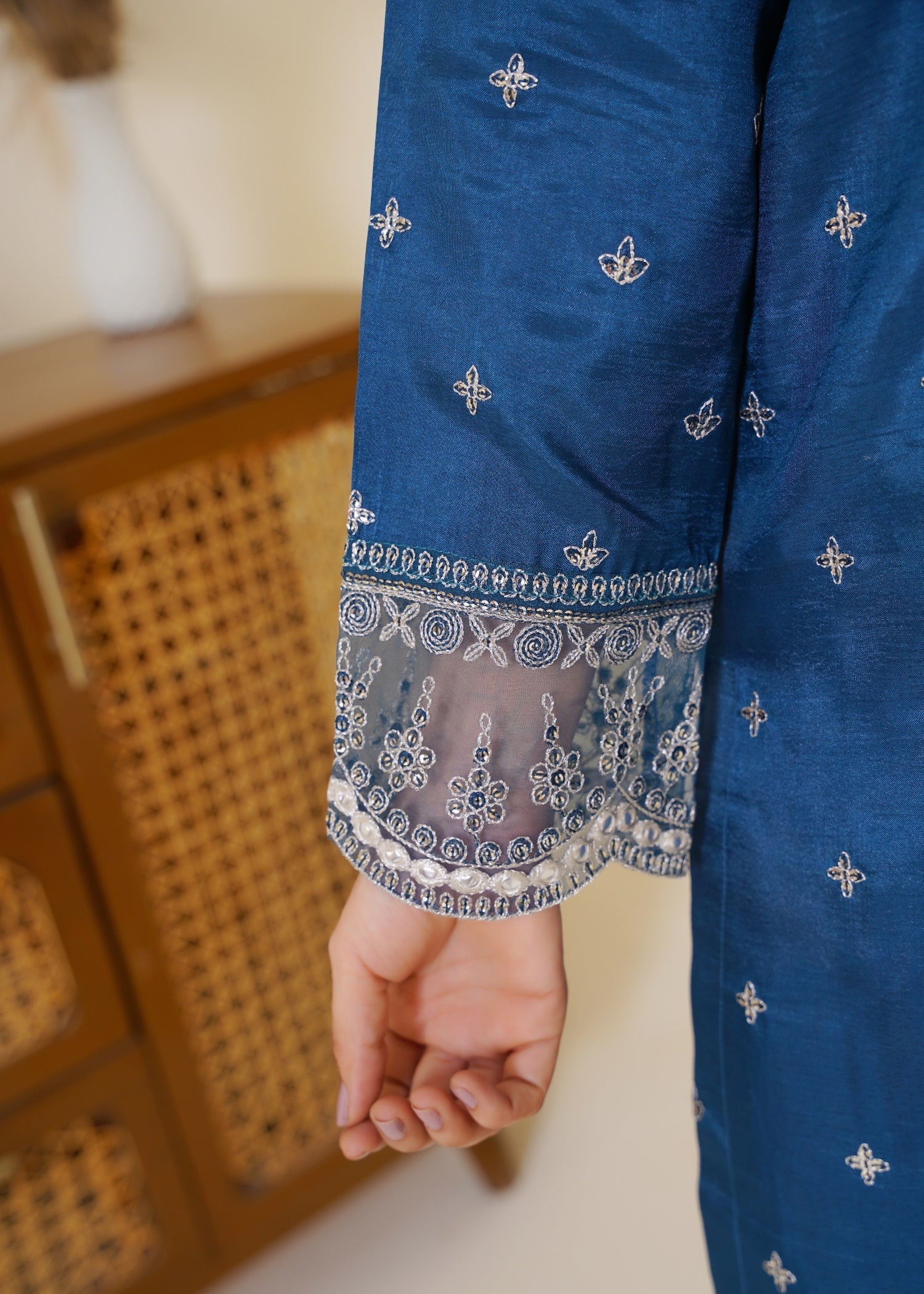 kattan silk Kurta Set in Ocean blue