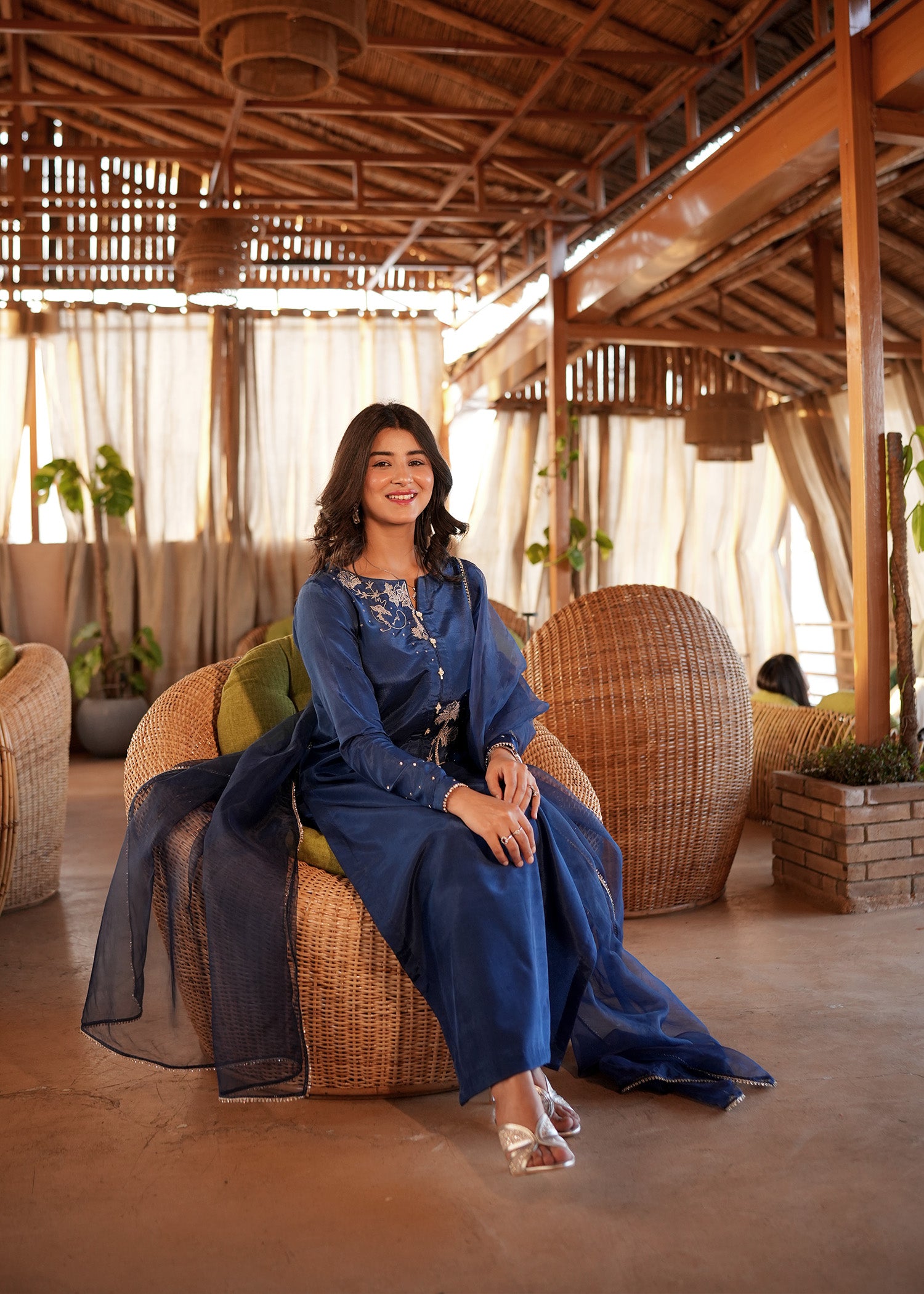 silk grip Kurta Set in Blue