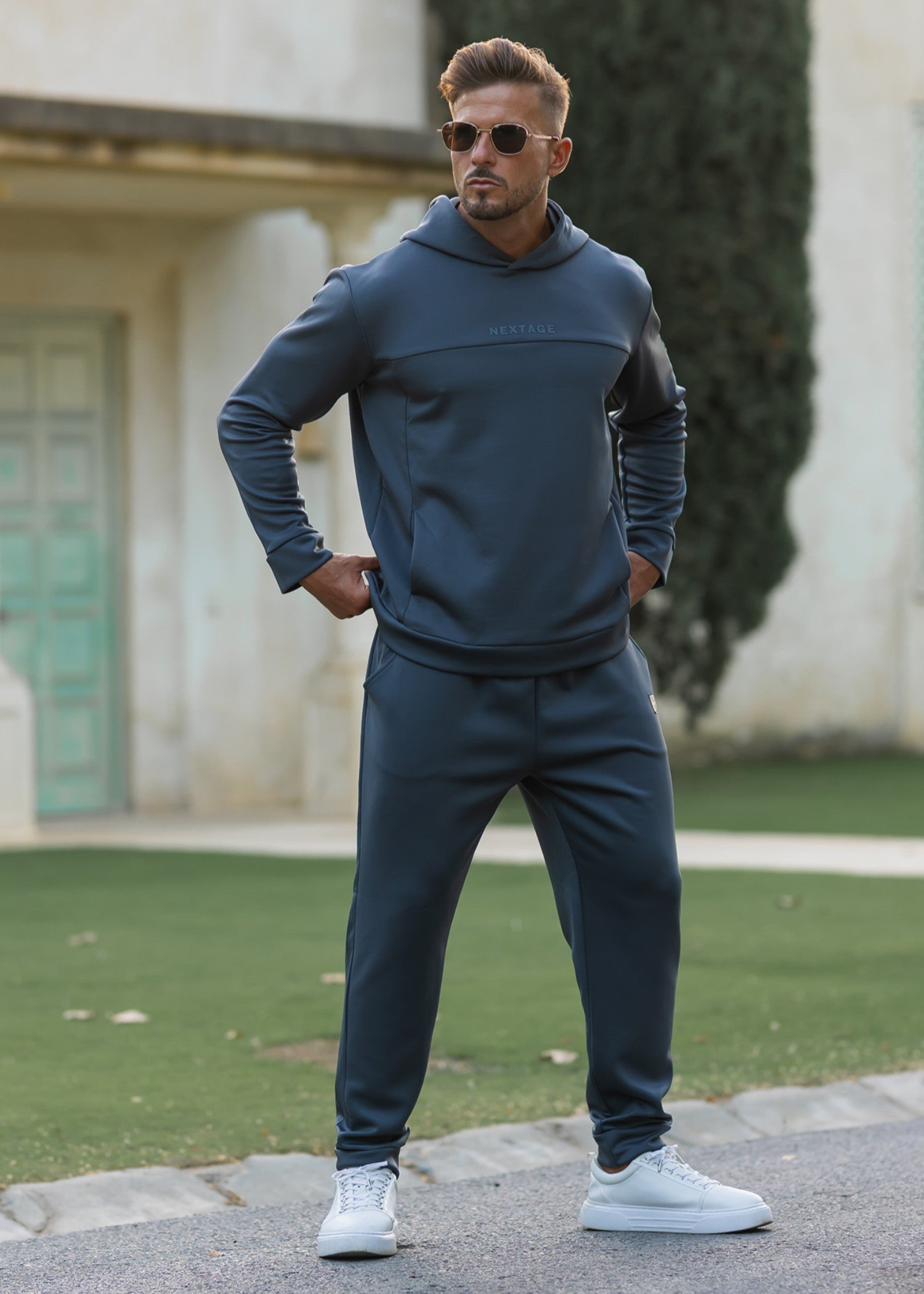 polyester-spandex Tracksuit in Steal grey