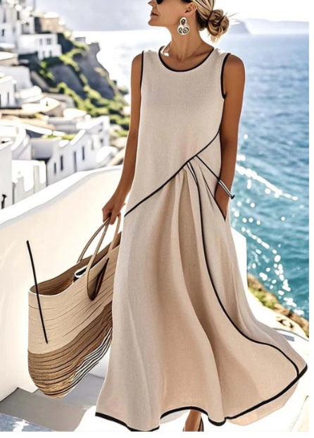 Women's Fashion Loose Striped Print Long Dress