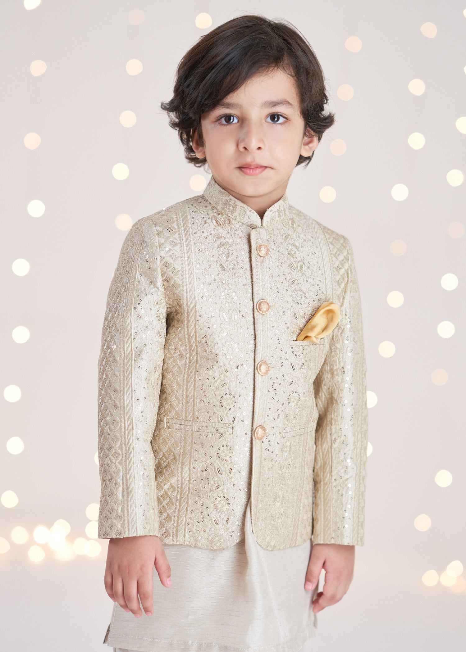 raw silk Prince Coat in Gold