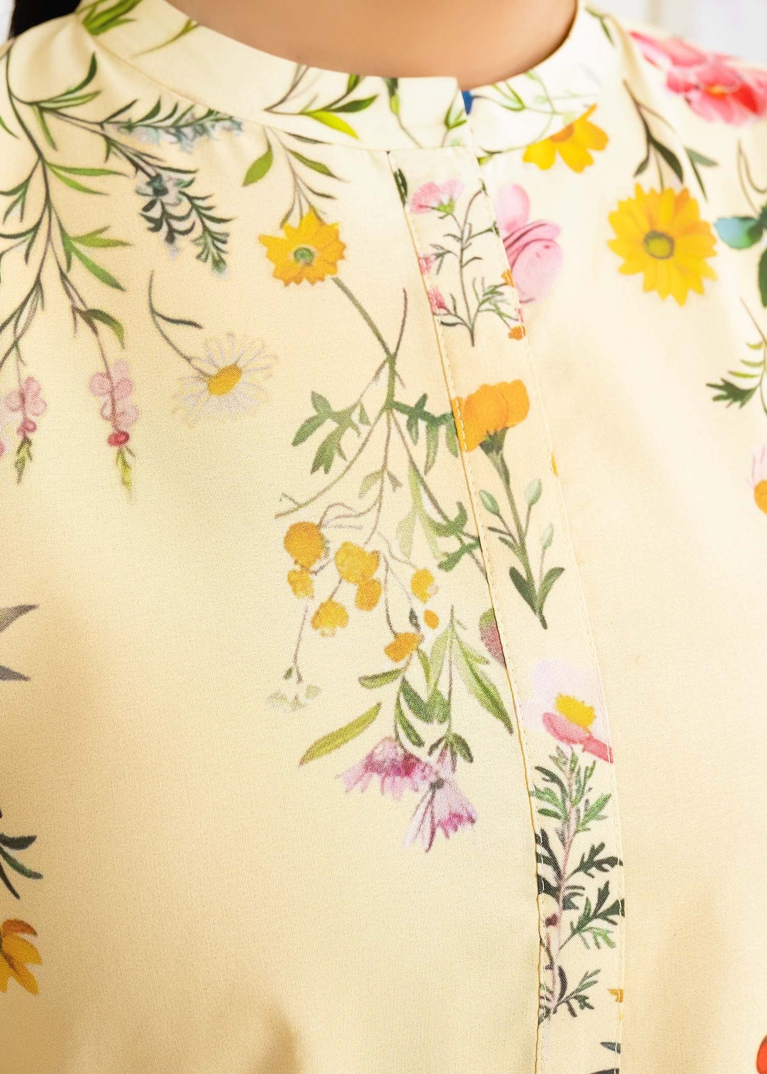 silk finish lawn Co Ord Sets in Lemon