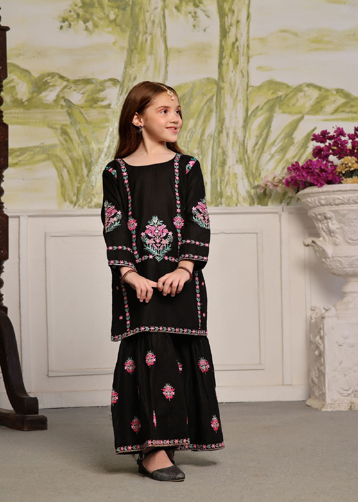 cotton Gharara in Black