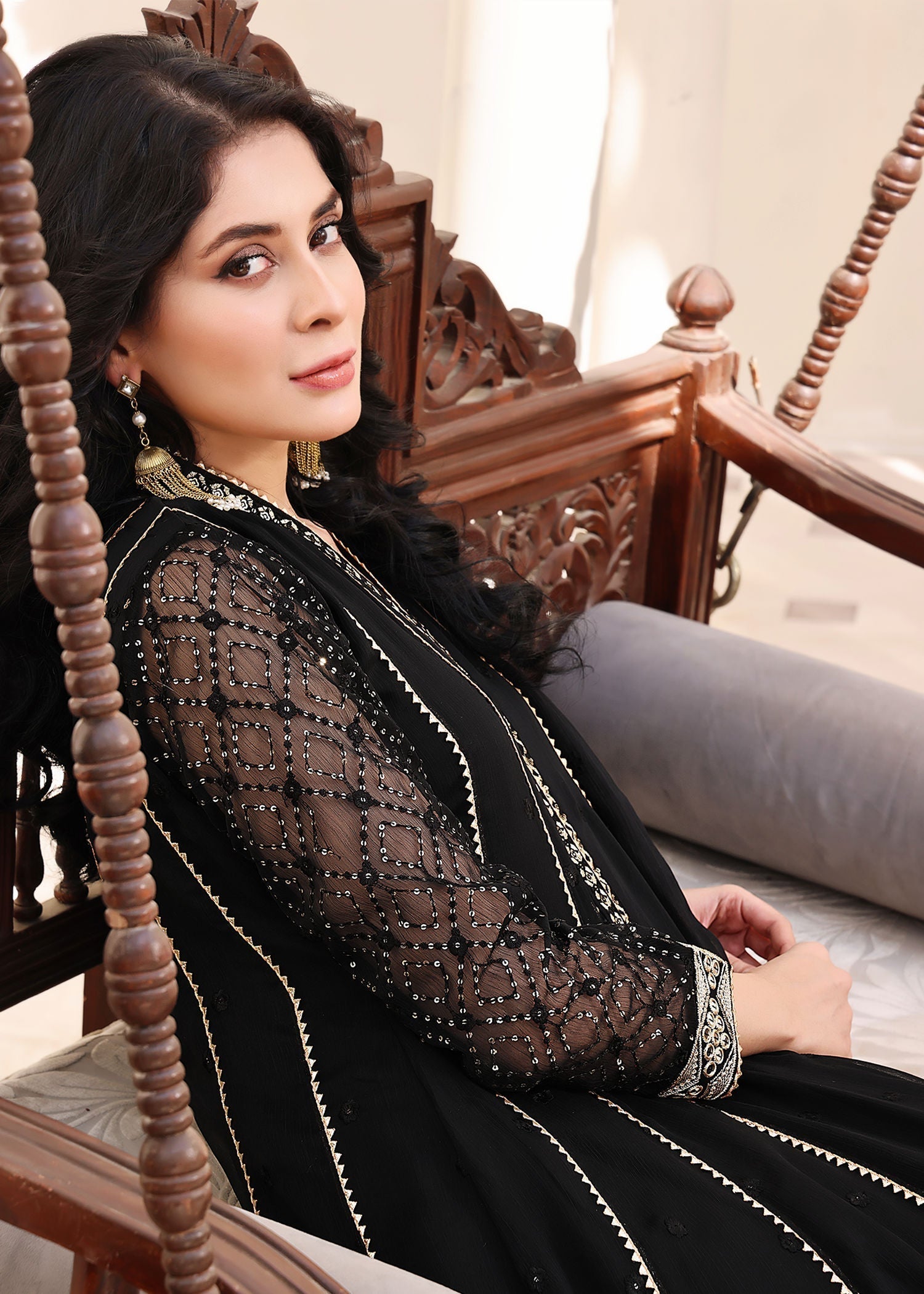 chiffon Anarkali in Black