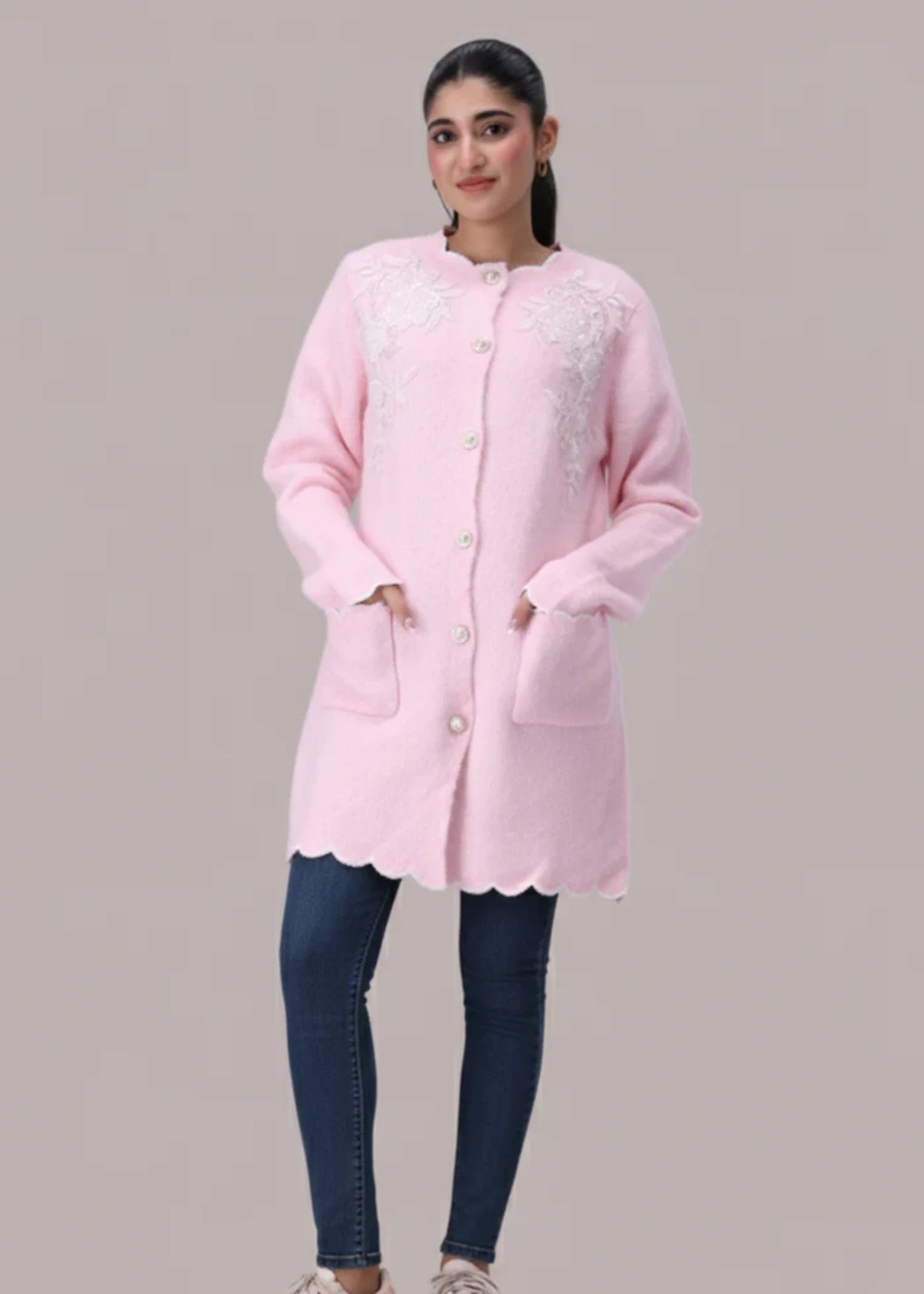 wool Cardigan in Pink
