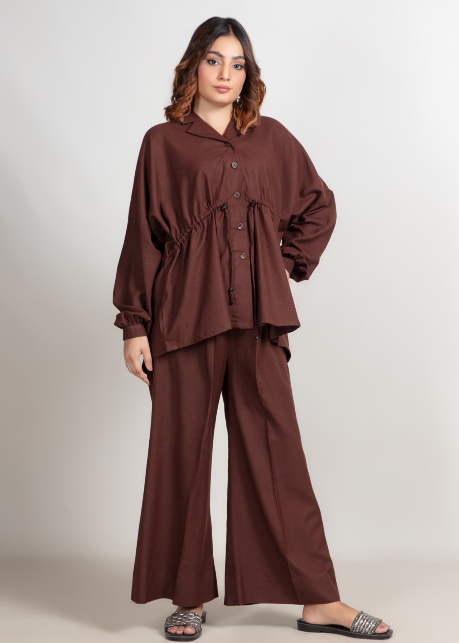 poplin Co Ord Sets in Chocolate brown