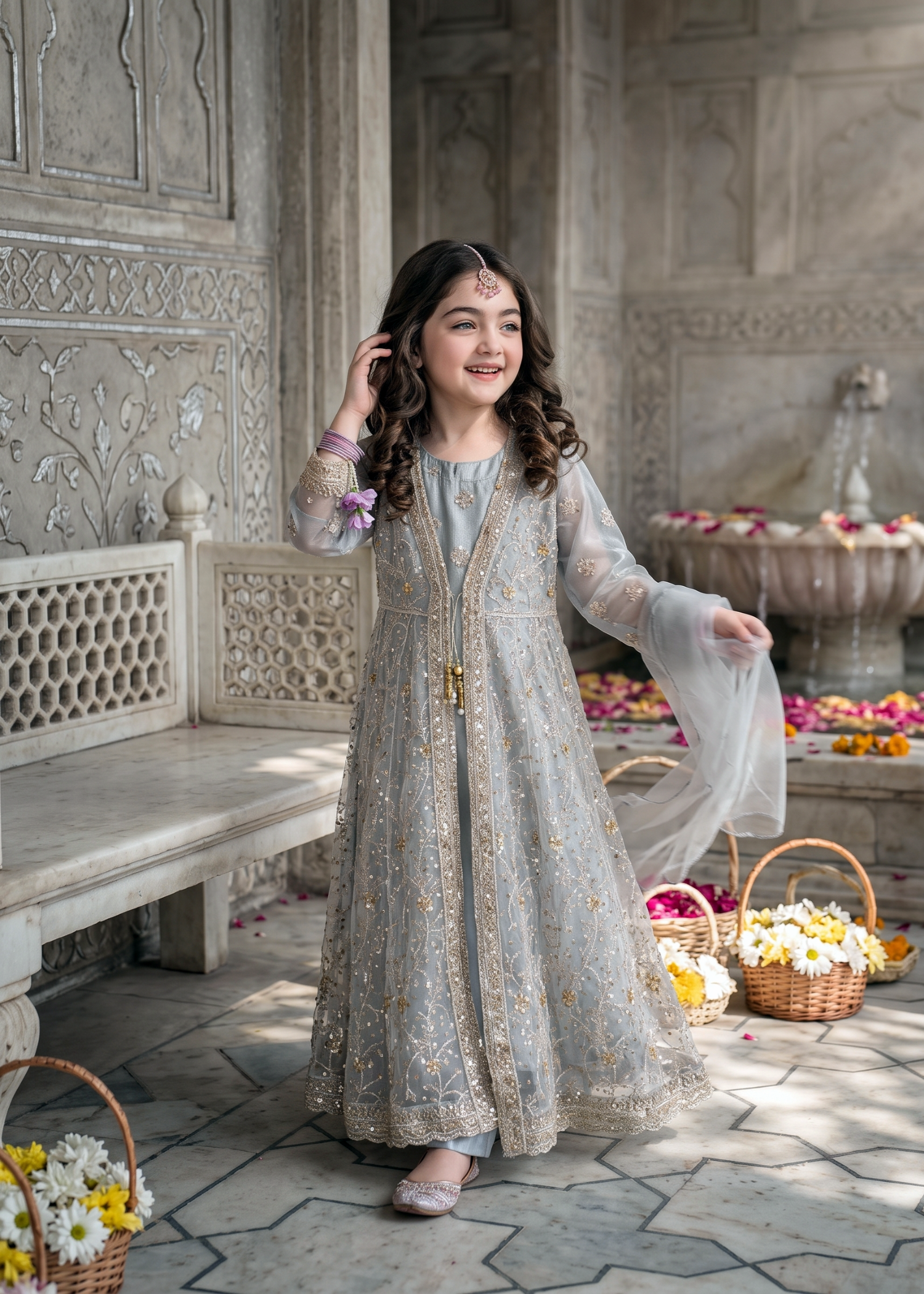 net Gown in Pastel grey