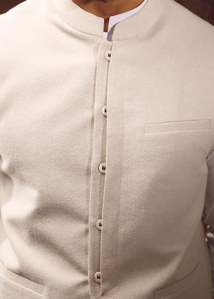 twill khaddar Waistcoat in Silver