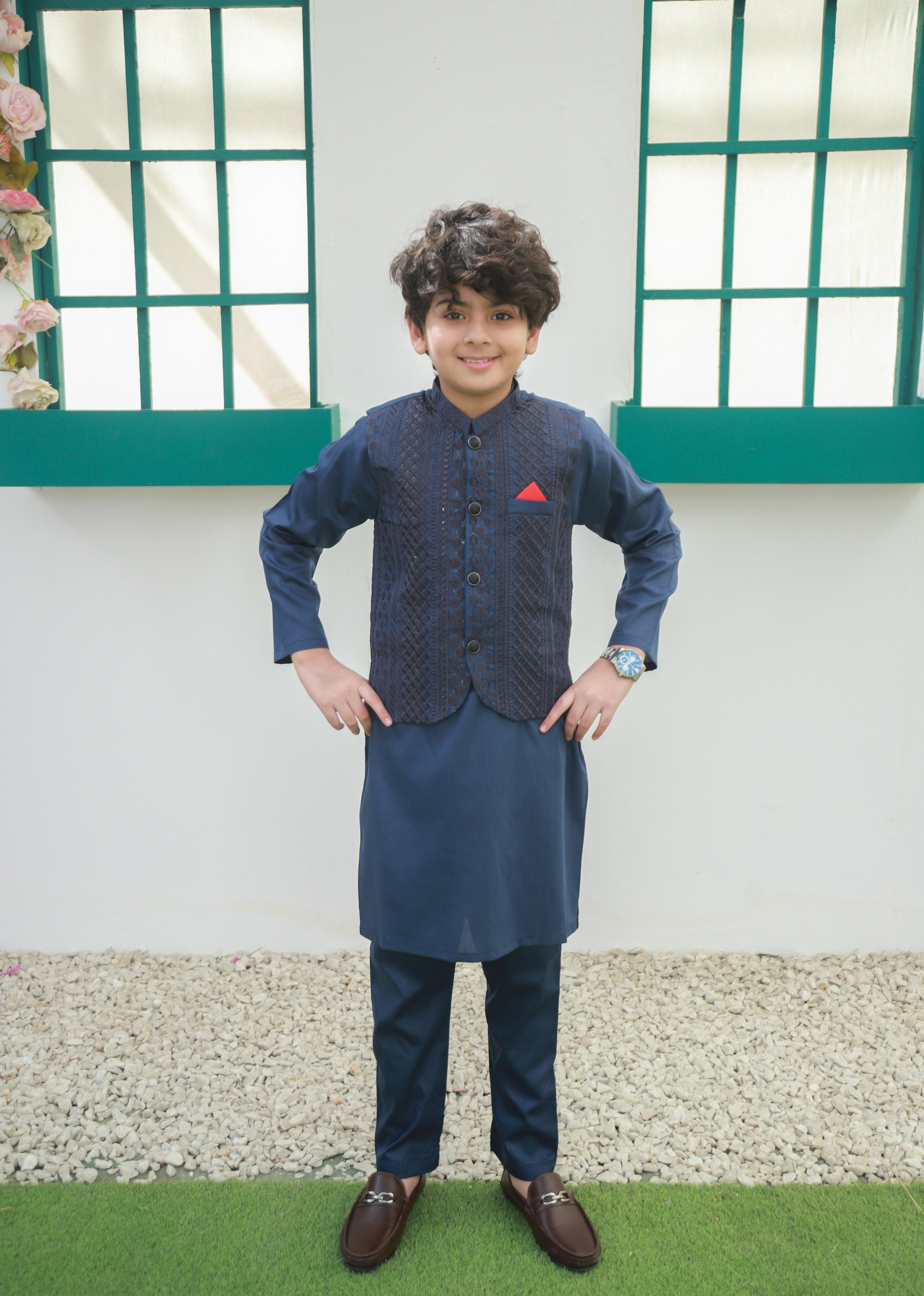 suiting Waistcoat in Steel blue