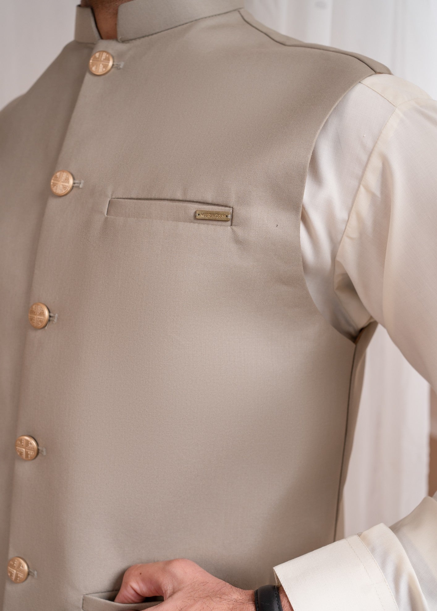 suiting Waistcoat in Beige by Muraqsh