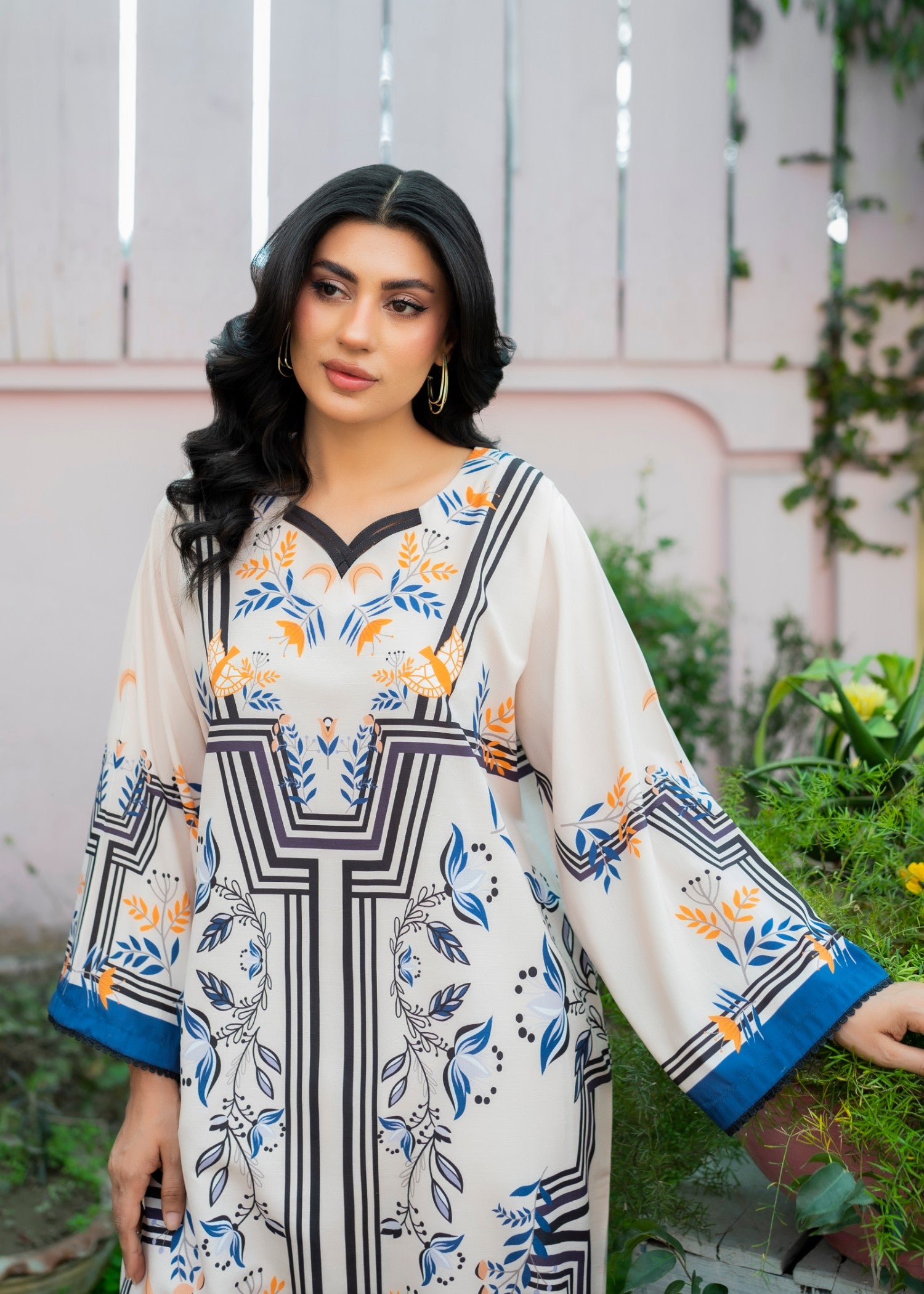 poly lawn Kaftan in Cotton