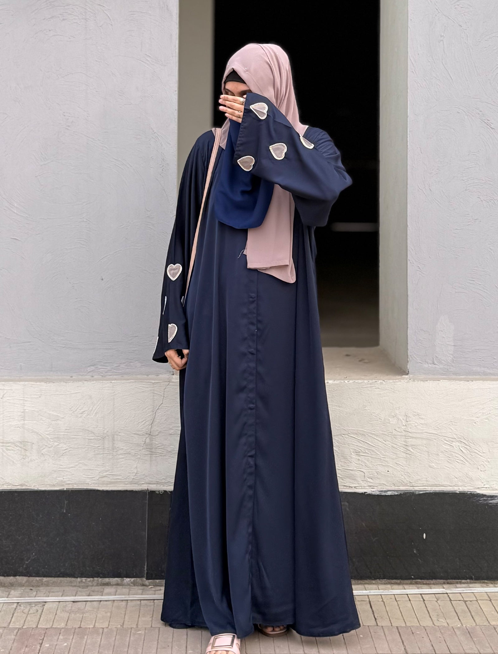 polyester Abaya in Navy blue