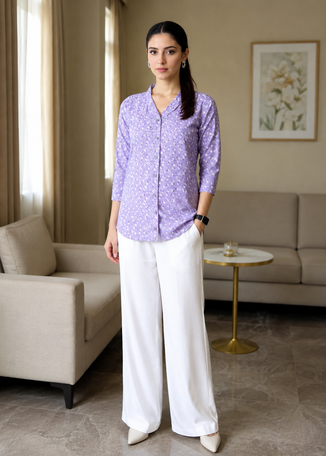georgette Top in Purple ash