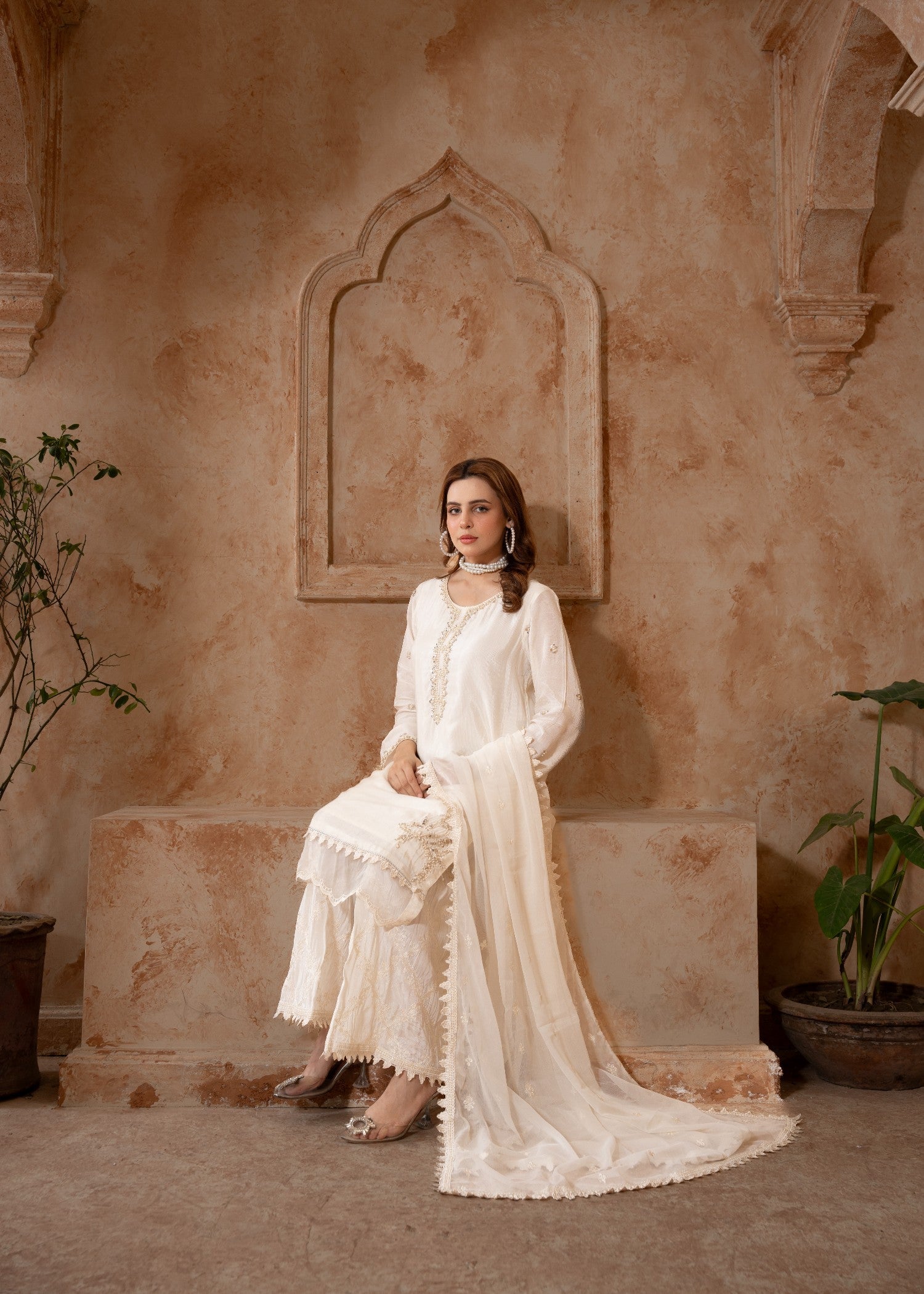 raw silk Kurta Set in Off-white