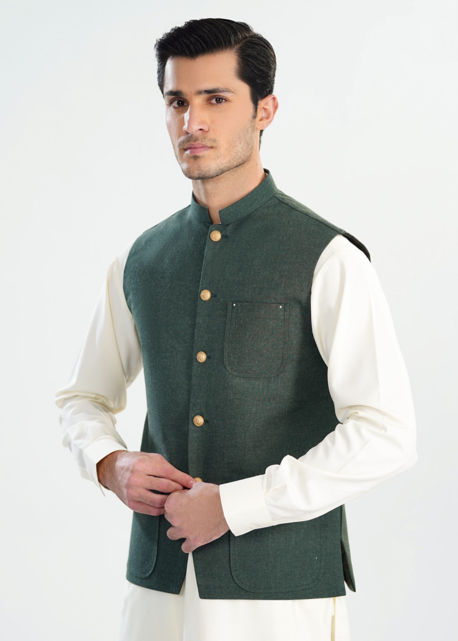 wool Waistcoat in Green