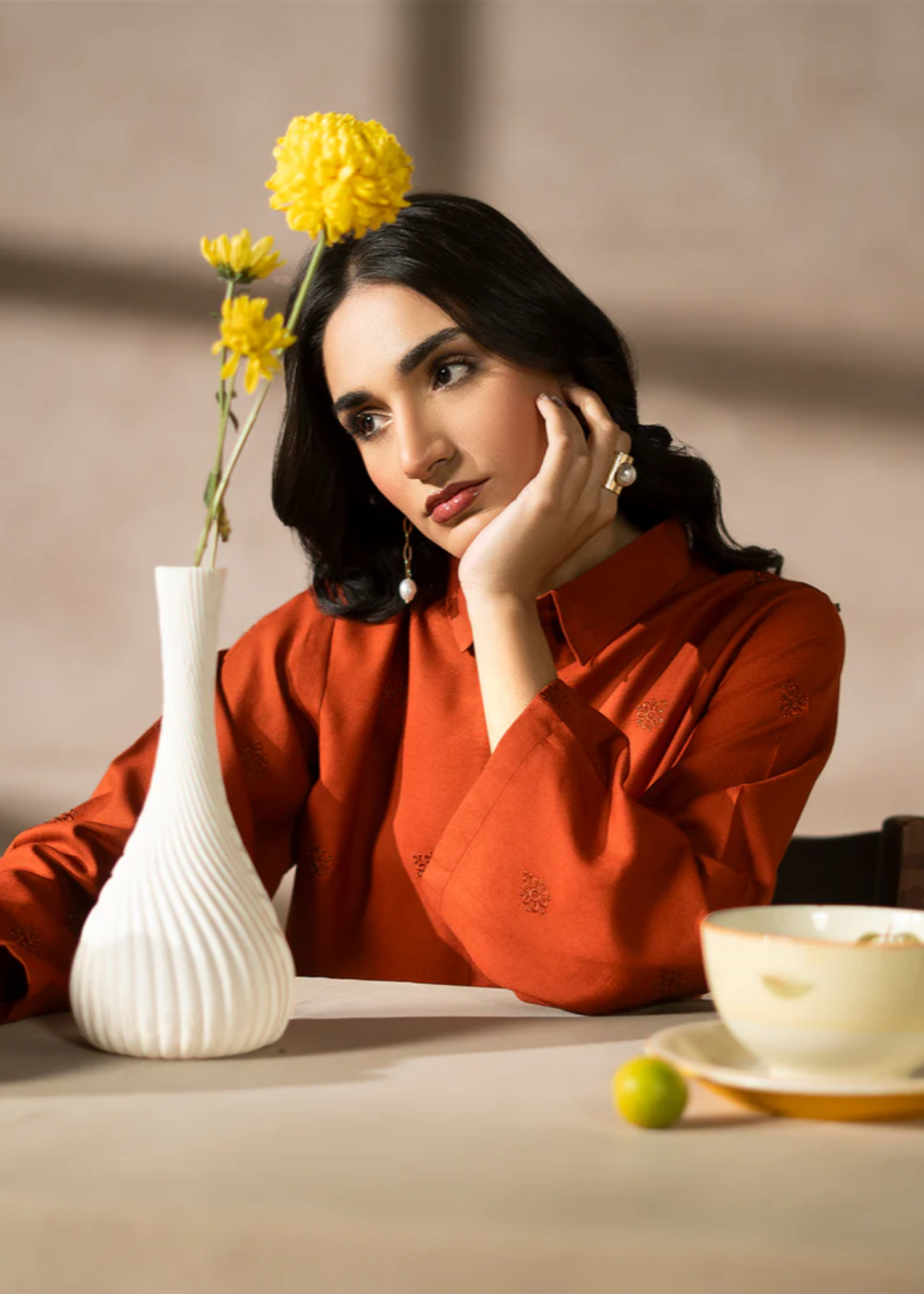 dhanak Kurta Set in Orange