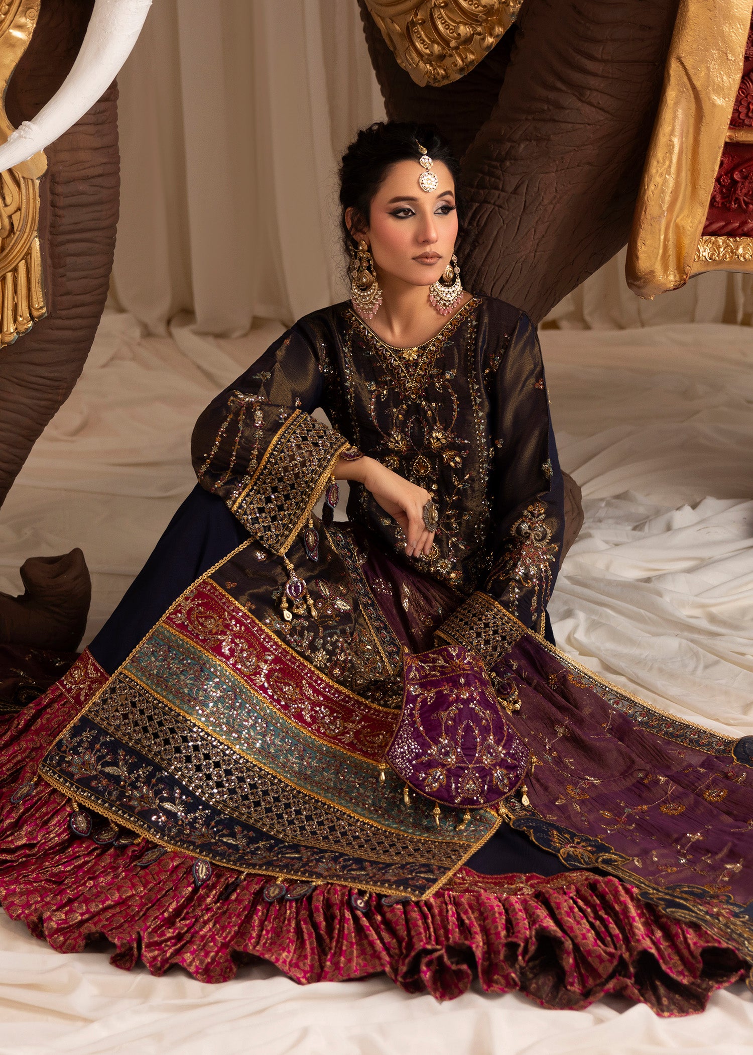 masuri Lehenga in Navy blue