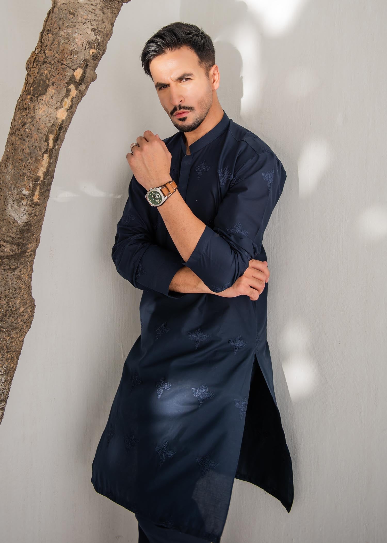 cotton Kurta Set in Blue by Shahjahan